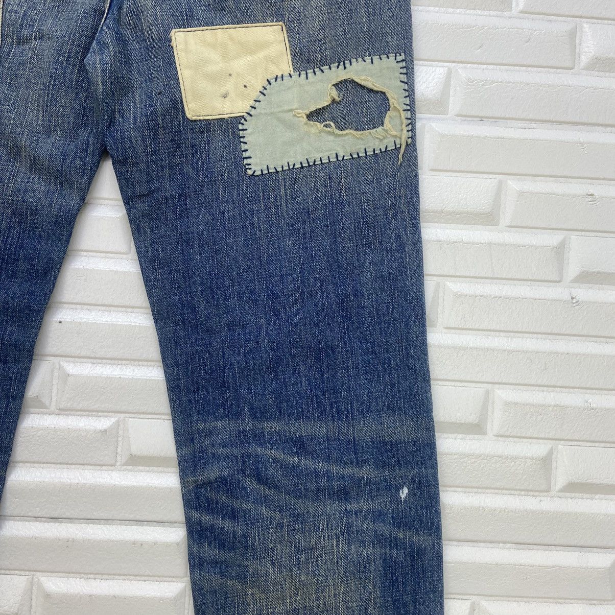 Japanese Brand Bonds & Peace Street Fashion Patchwork Distressed Denim Size US 30 / EU 46 - 17 Thumbnail