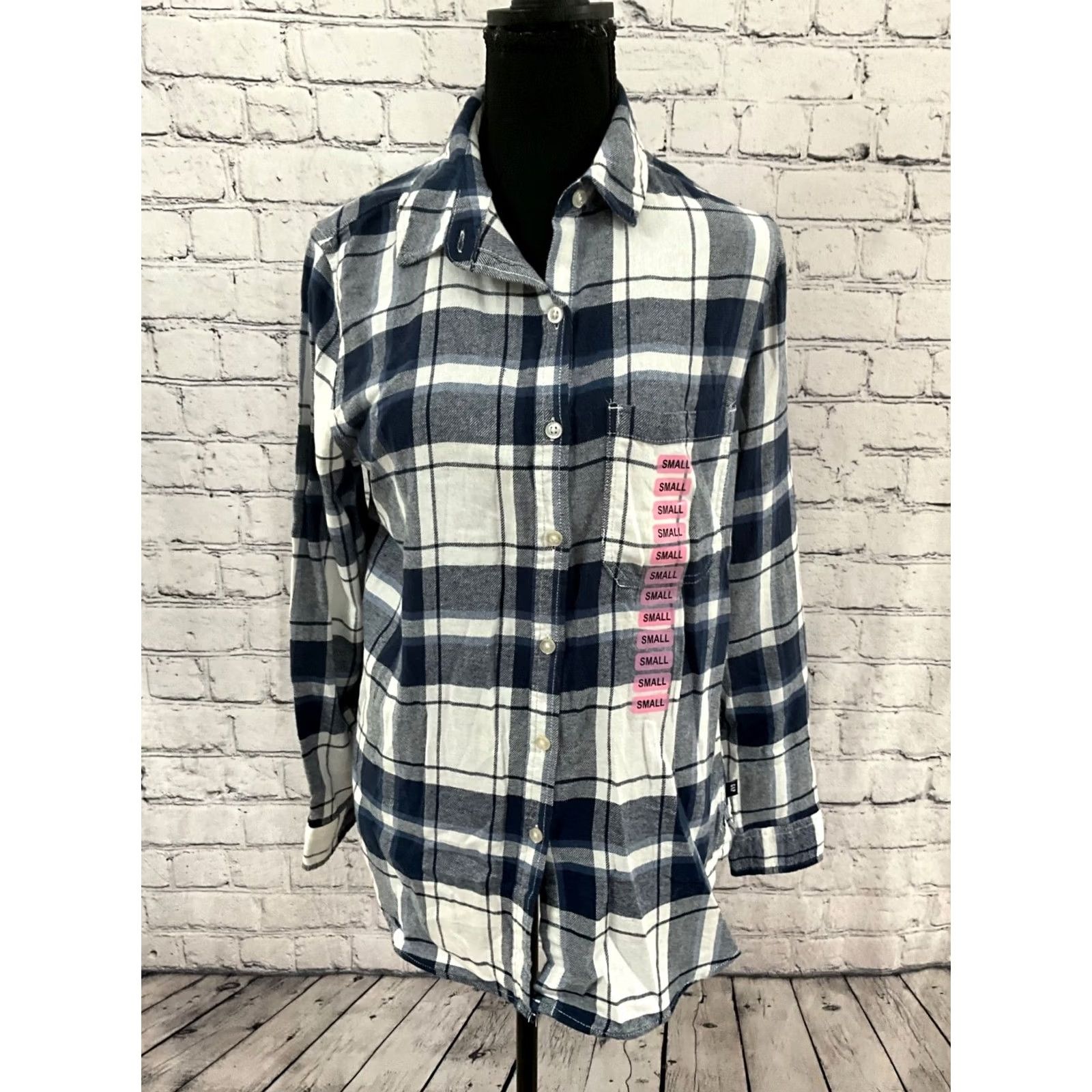 Gap GAP WOMENS FLANNEL SHIRT SMALL BLUE BUTTON-UP Pockets Casual Basic 100% Cotton Size S / US 4 / IT 40 - 7 Thumbnail