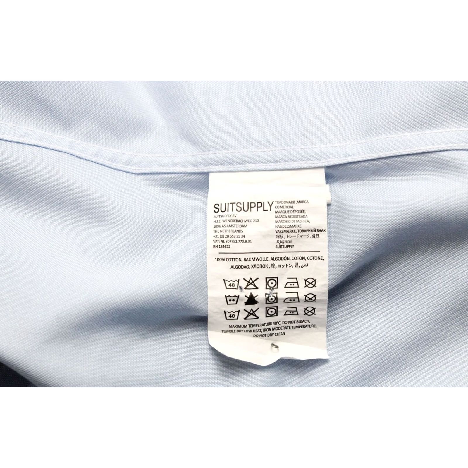 Suitsupply SUITSUPPLY Shirt Men 37 14.5 Blue Slim Fit Spread Collar Formal Button Up Cotton Size 36R - 6 Thumbnail