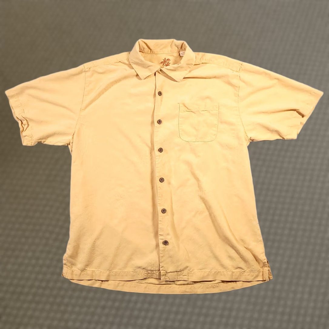 Tommy Bahama Tommy Bahama Silk Hawaiian Button Up Shirt Mens Large Orange Pocket Palm Leaf Shirt Size US L / EU 52-54 / 3 - 1 Thumbnail