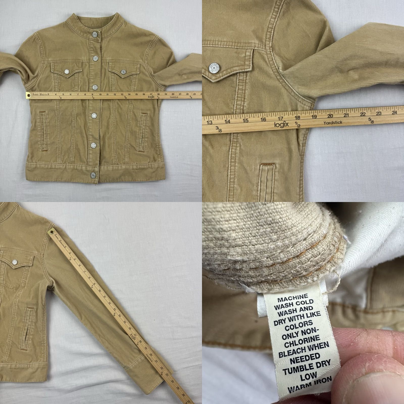 Gap VINTAGE Gap Corduroy Snap Up Jacket Womens M Beige Hipster 90s Y2K Fall 2003 Jacket Womens M Beige Hipster 90s Y2K Fall 2003 Size M / US 6-8 / IT 42-44 - 8 Thumbnail