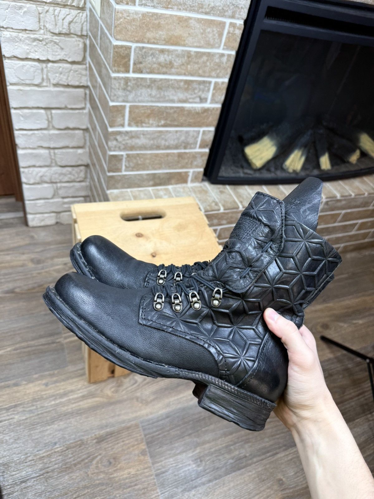 A.S.98 Womans A.S.98. Airstep Black Leather Biker Zip Stedded Boots Size US 9 / IT 39 - 12 Thumbnail