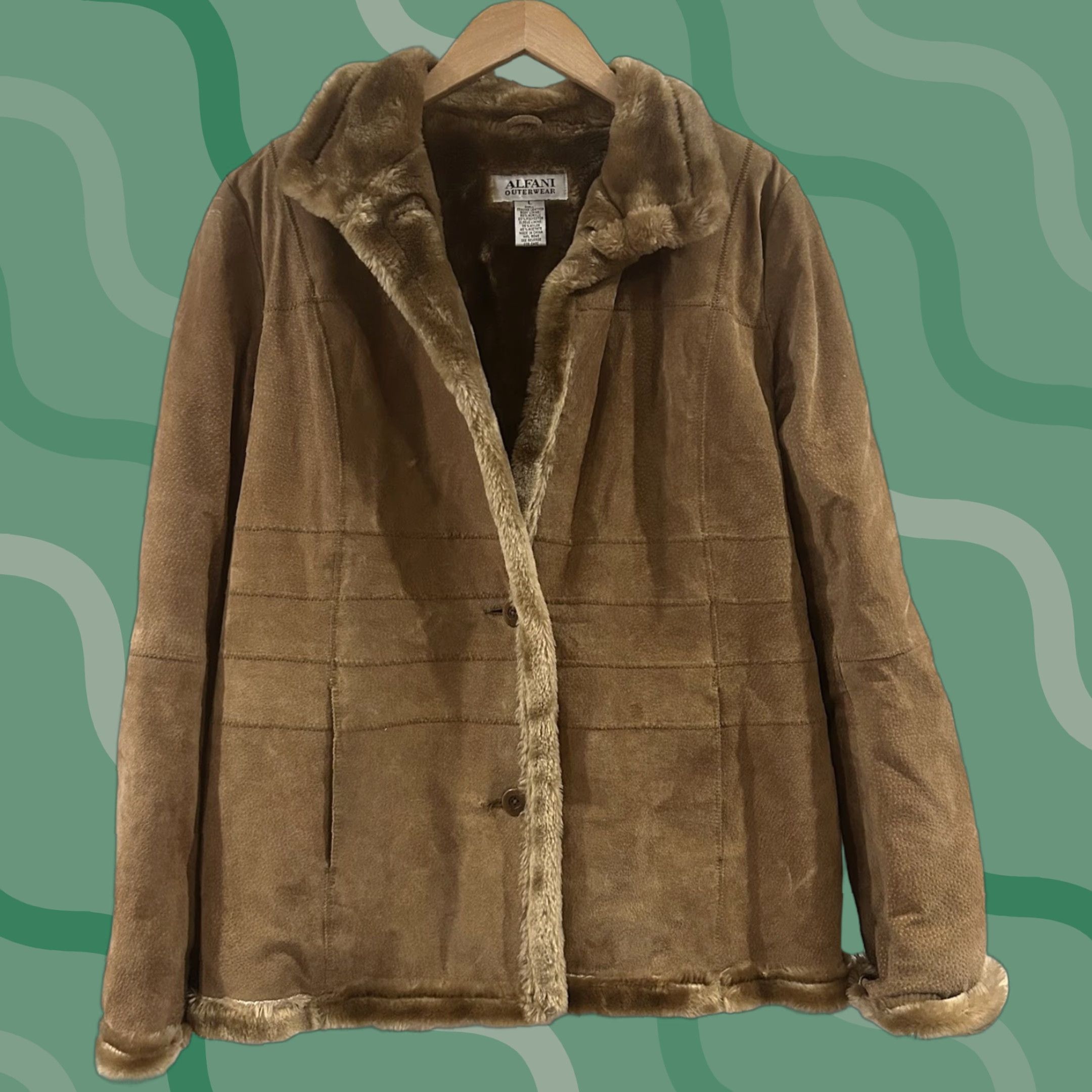 Alfani Alfani Ladies Jacket Beiges Beige Faux Fur Shearling Mid-Length Long Sleeve L Regular Coat Outwear Size L / US 10 / IT 46 - 1 Thumbnail