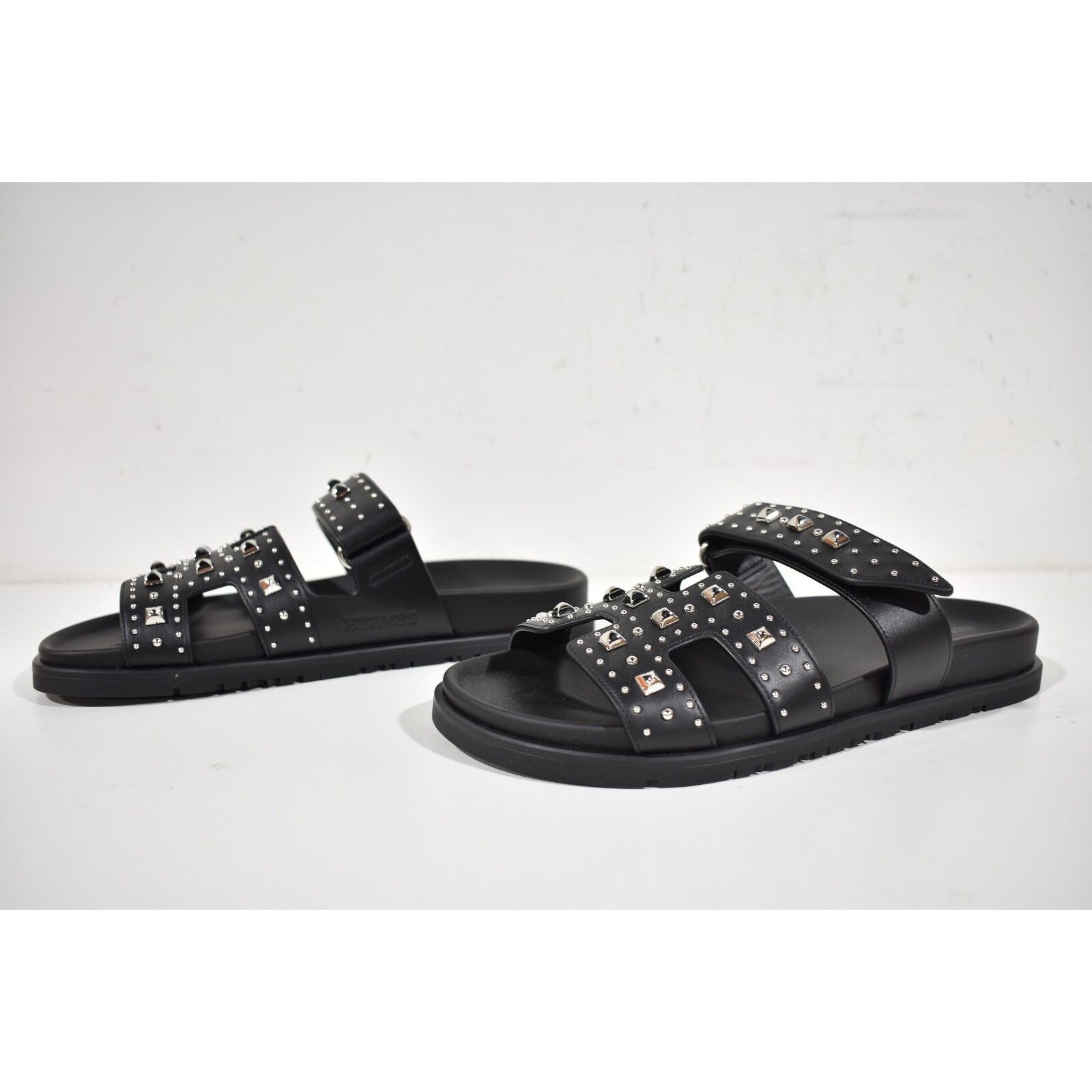 Hermes Hermes Chypre Sandal Black Studded Stud Punk Rock H Size US 8 / IT 38 - 13 Thumbnail