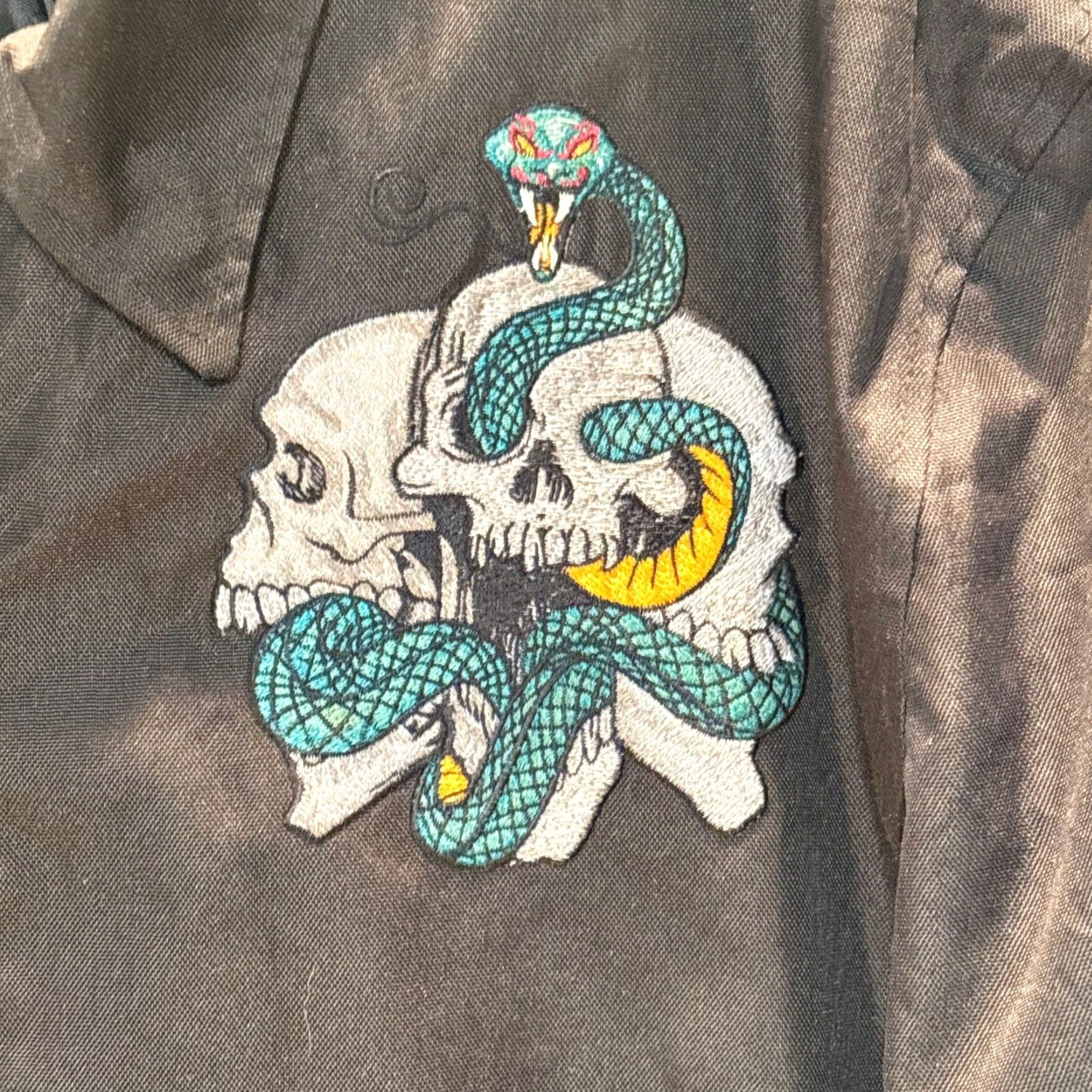 Element Xelement Jacket Mens XL Black Embroidered Skull Motorcycle Full Zip Biker Size US XL / EU 56 / 4 - 3 Thumbnail