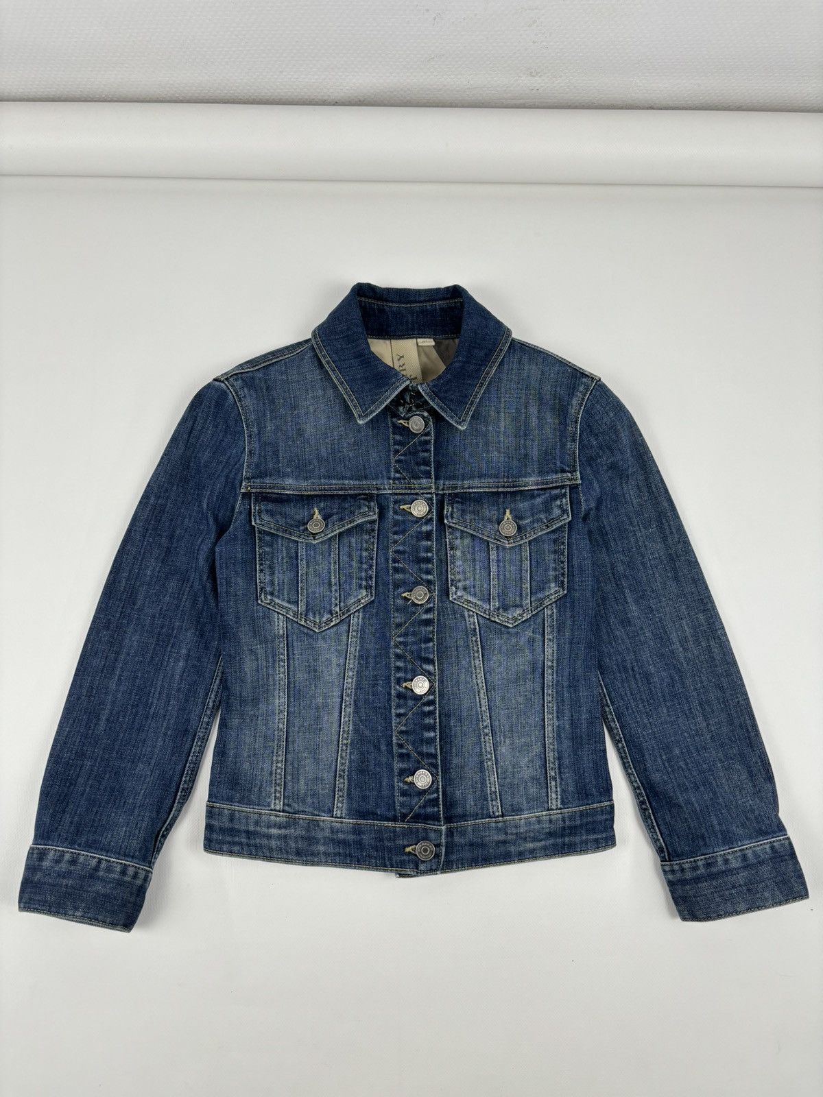 Burberry BRIT Nova Check Trim Denim Blue Trucker Buttons Jacket Jean Crop Bomber Size S / US 4 / IT 40 - 7 Thumbnail