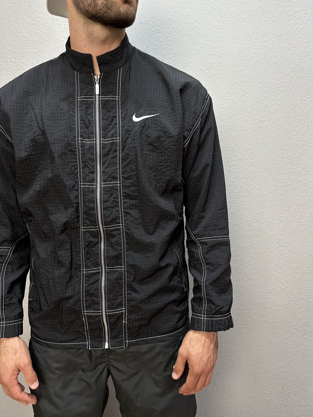 Nike × Vintage Vintage Nike Y2K Nylon Jacket Drill Embroidered Big Logo Size US M / EU 48-50 / 2 - 4 Thumbnail
