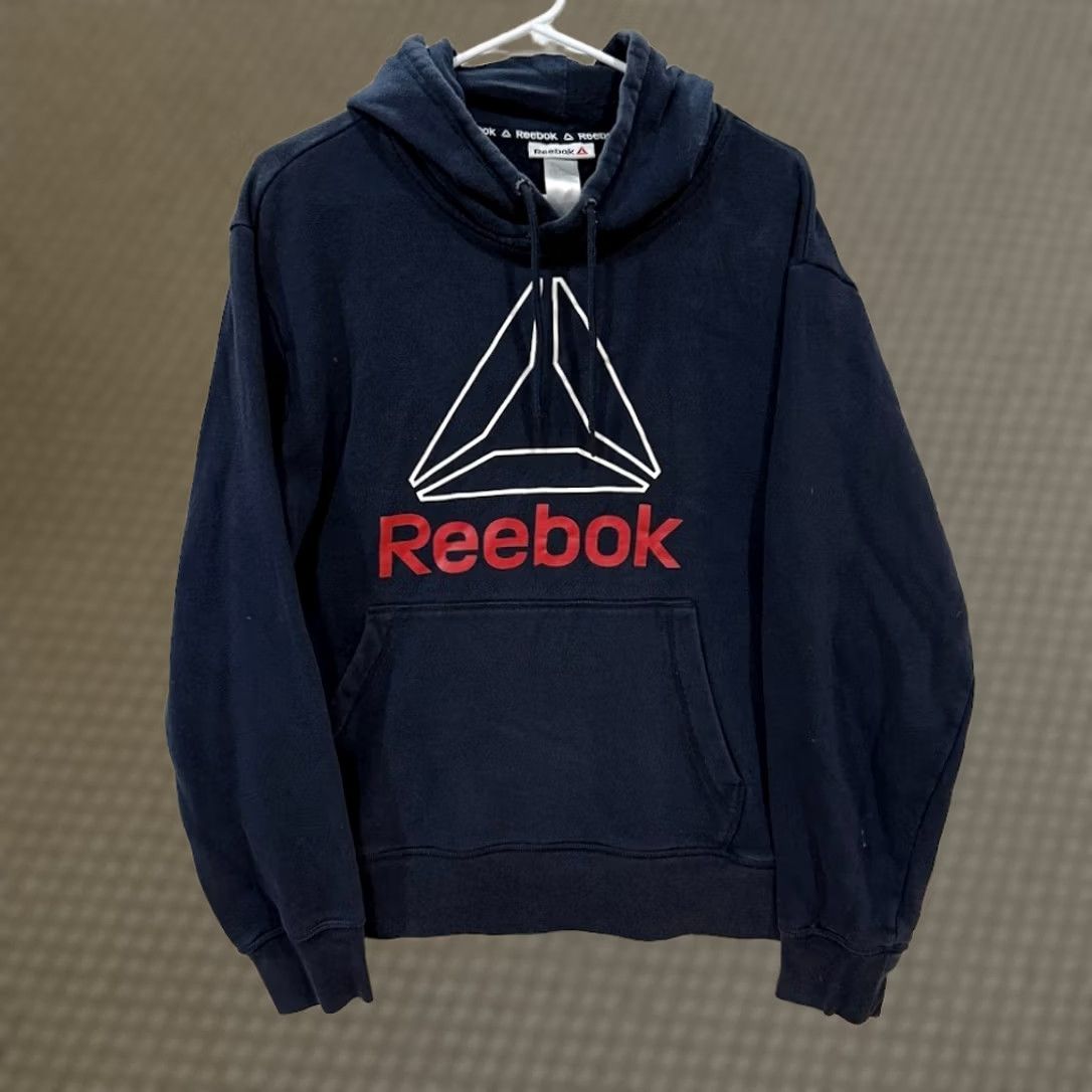 Reebok Reebok Hoodie Mens Medium Navy Blue Red Vector Logo Pullover Fleece Size US M / EU 48-50 / 2 - 1 Thumbnail