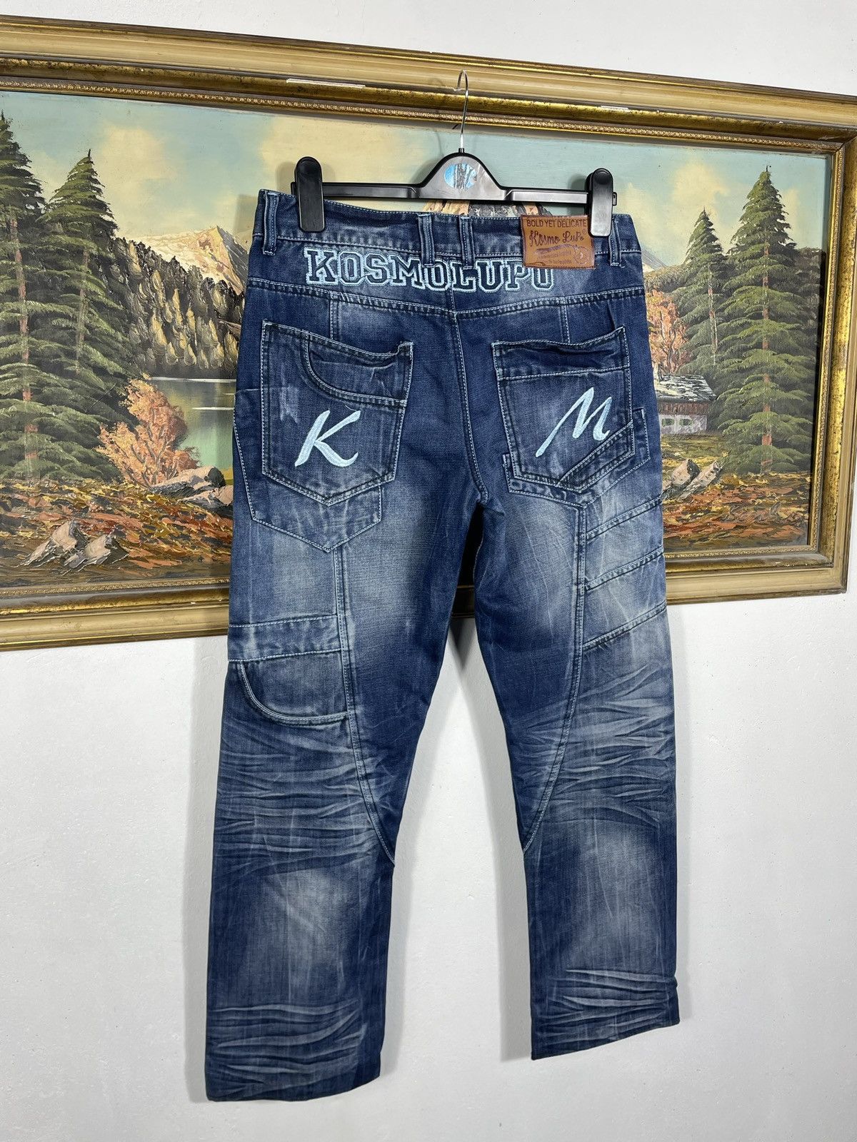 Japanese Brand Kosmo Lupo Black Vintage Denim Jeans Avant Garde Trousers Size US 34 / EU 50 - 8 Thumbnail