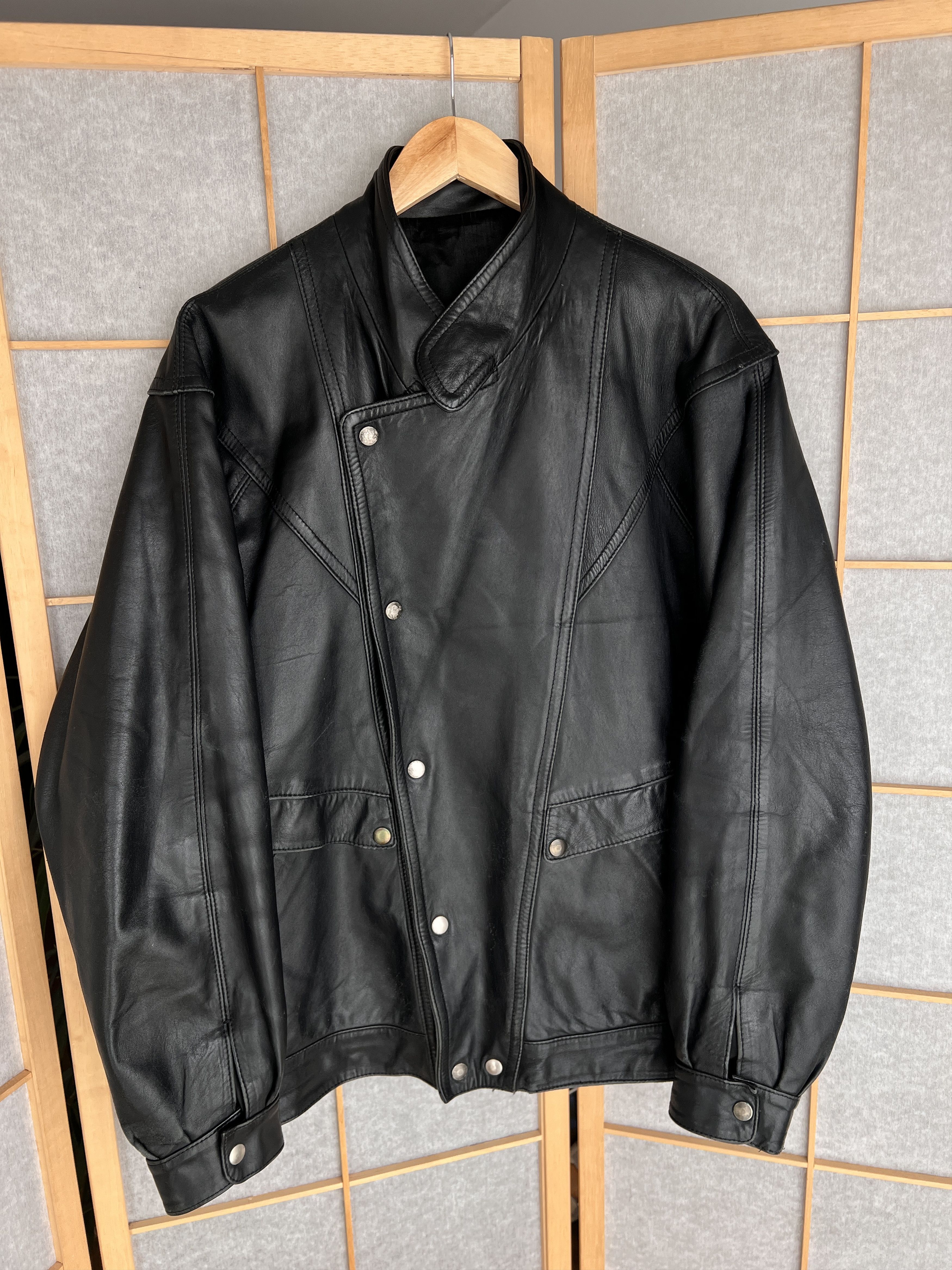 If Six Was Nine Rare Asymmetric rick owens type leather bomber racing jacket Size US L / EU 52-54 / 3 - 1 Thumbnail