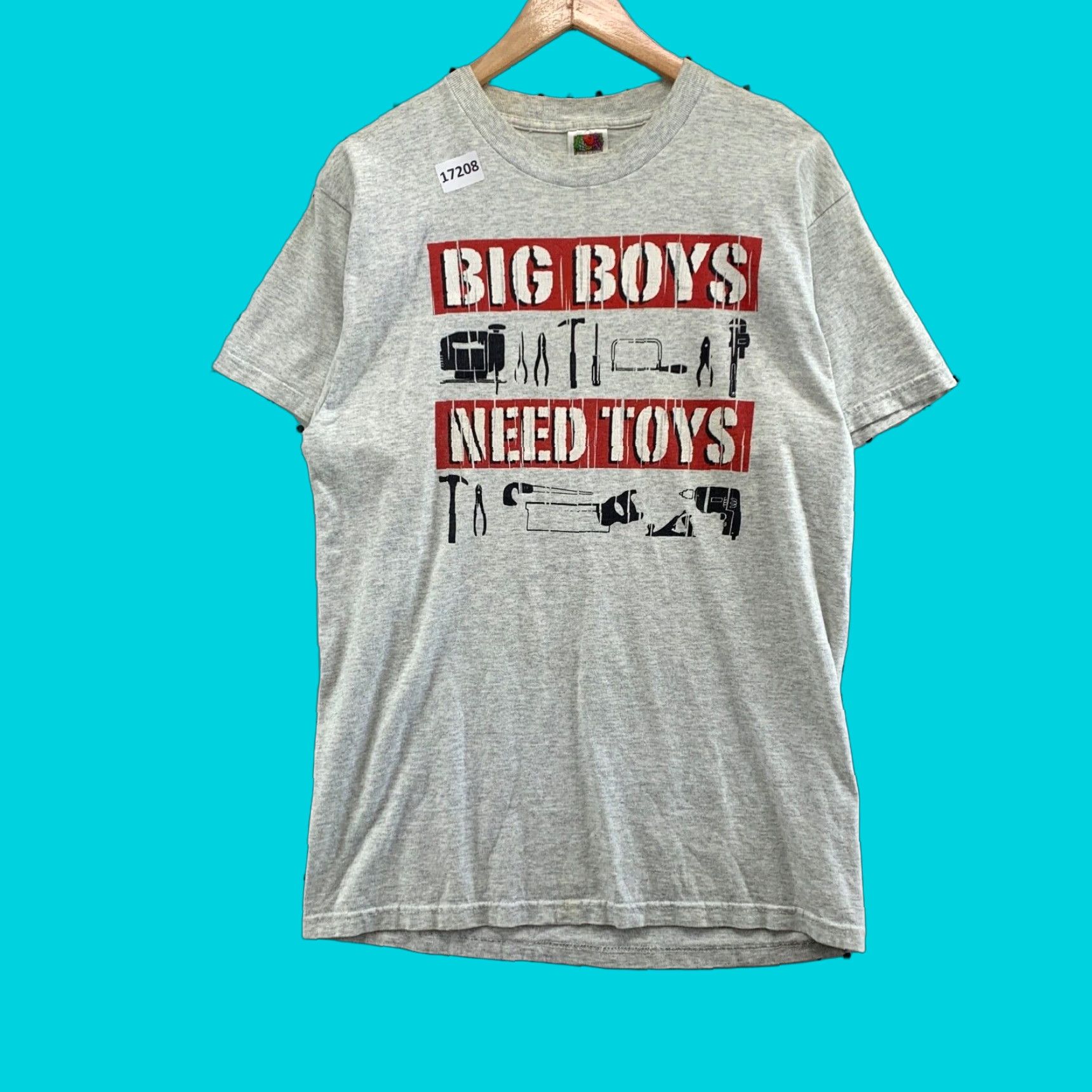 Fruit Of The Loom Vintage Big Boys Needs Toys Shirt Adult L Gray Short Sleeve Tool Graphic Outdoor Size US L / EU 52-54 / 3 - 1 Thumbnail