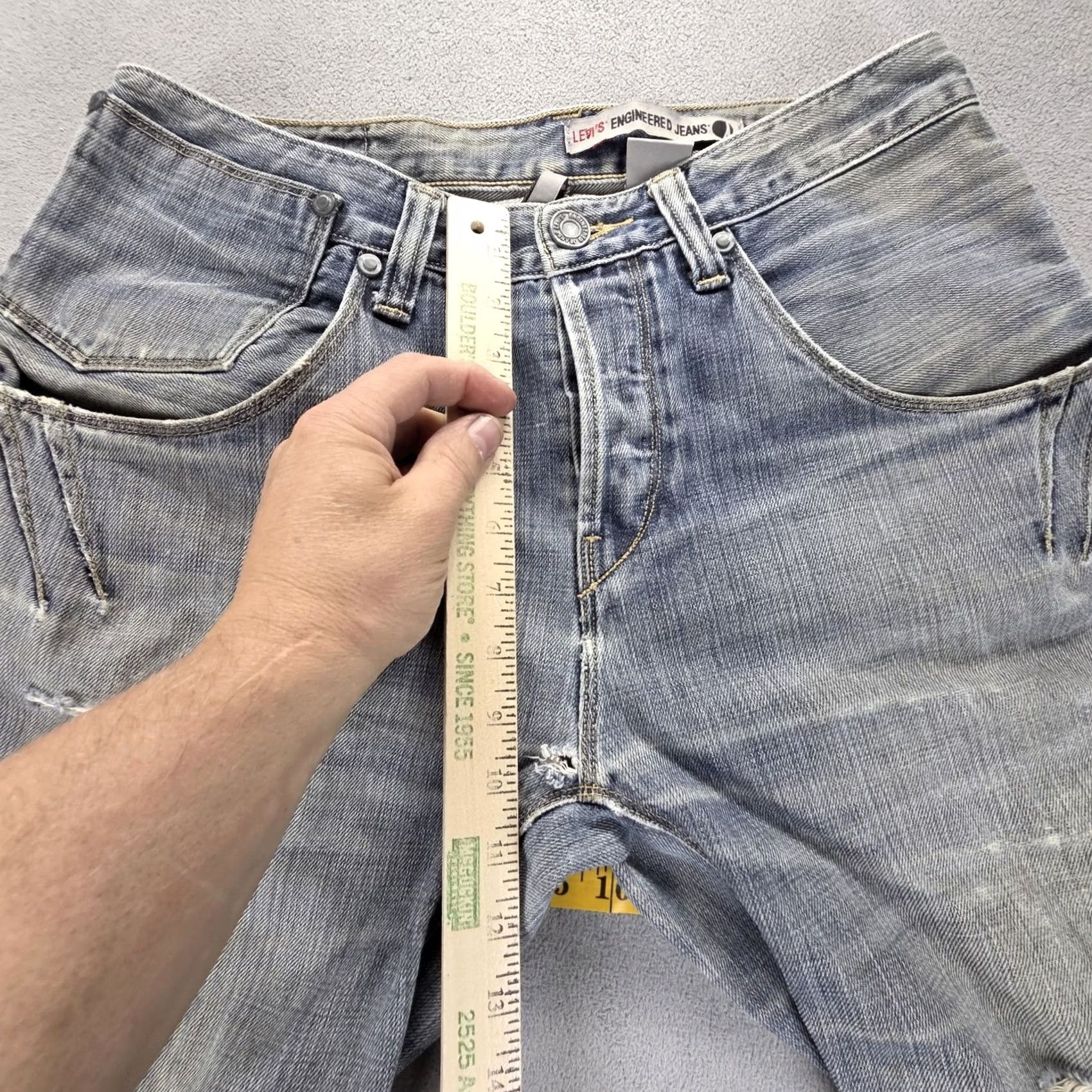 Levi's VTG Levi's Engineered Jeans Mens 31x31 Blue Straight Relaxed Denim Distressed Pockets Logo 10TH Anniversary"} Size US 31 - 7 Thumbnail