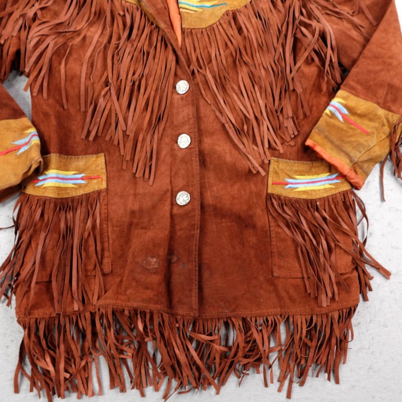 Terez VINTAGE Erez Levy Jacket Womens Medium Leather Suede Fringe Southwestern Embroidered VTG Size M / US 6-8 / IT 42-44 - 3 Thumbnail