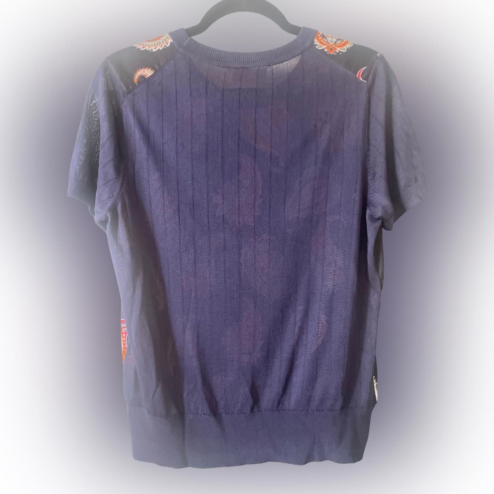 Tory Burch Tory Burch Paisley Silk Front Knit Top Size M / US 6-8 / IT 42-44 - 3 Thumbnail
