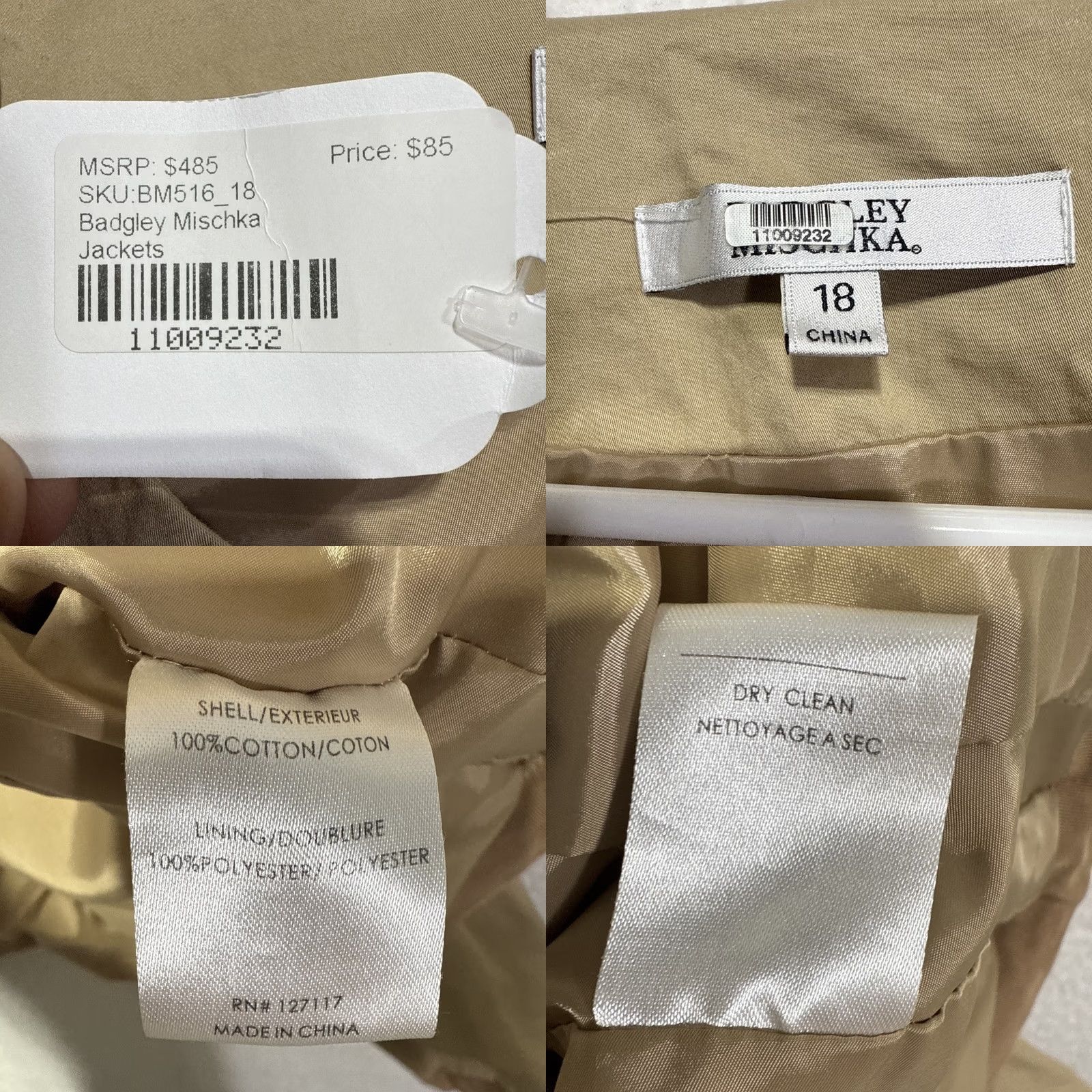 Badgley Mischka Badgley Mischka Womens Jacket Shirt Khaki 18 Off-White Long Sleeve Drawstring 100% Cotton Womens (Regular) 11009240 Size XXL / US 16-18 / IT 52-54 - 8 Thumbnail