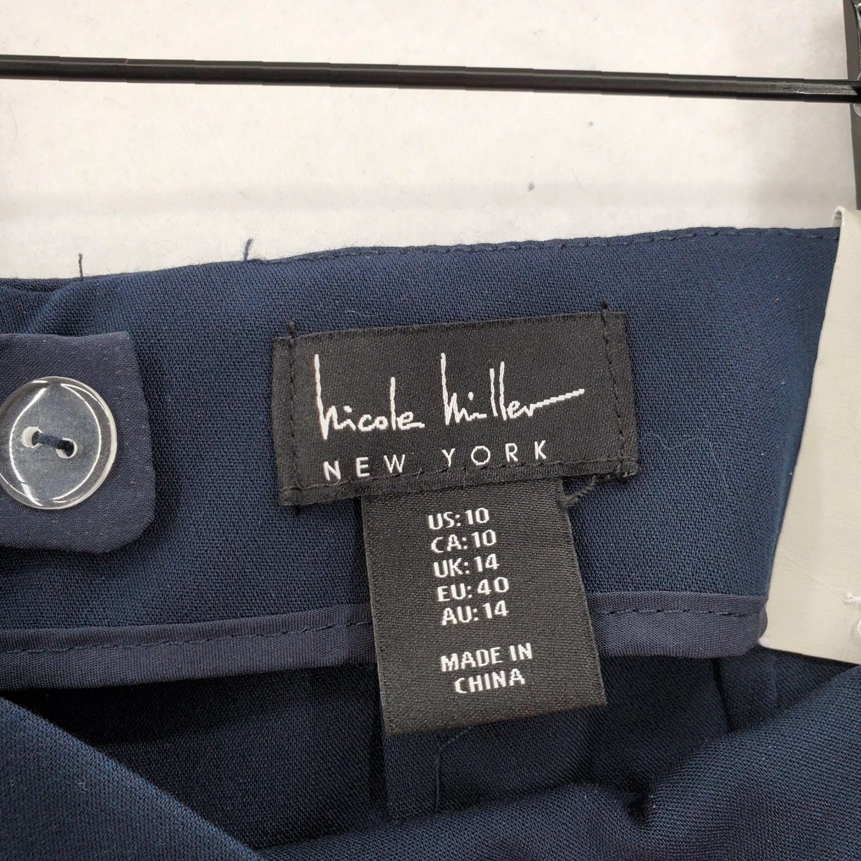 Nicole Miller Nicole Miller New York Pants Womens 10 Navy Blue Wide Crop Culottes High Rise Slim Fit Stretch Zip Casual Workwear Regular Inseam 25 in} Size 32" / US 10 / IT 46 - 5 Thumbnail