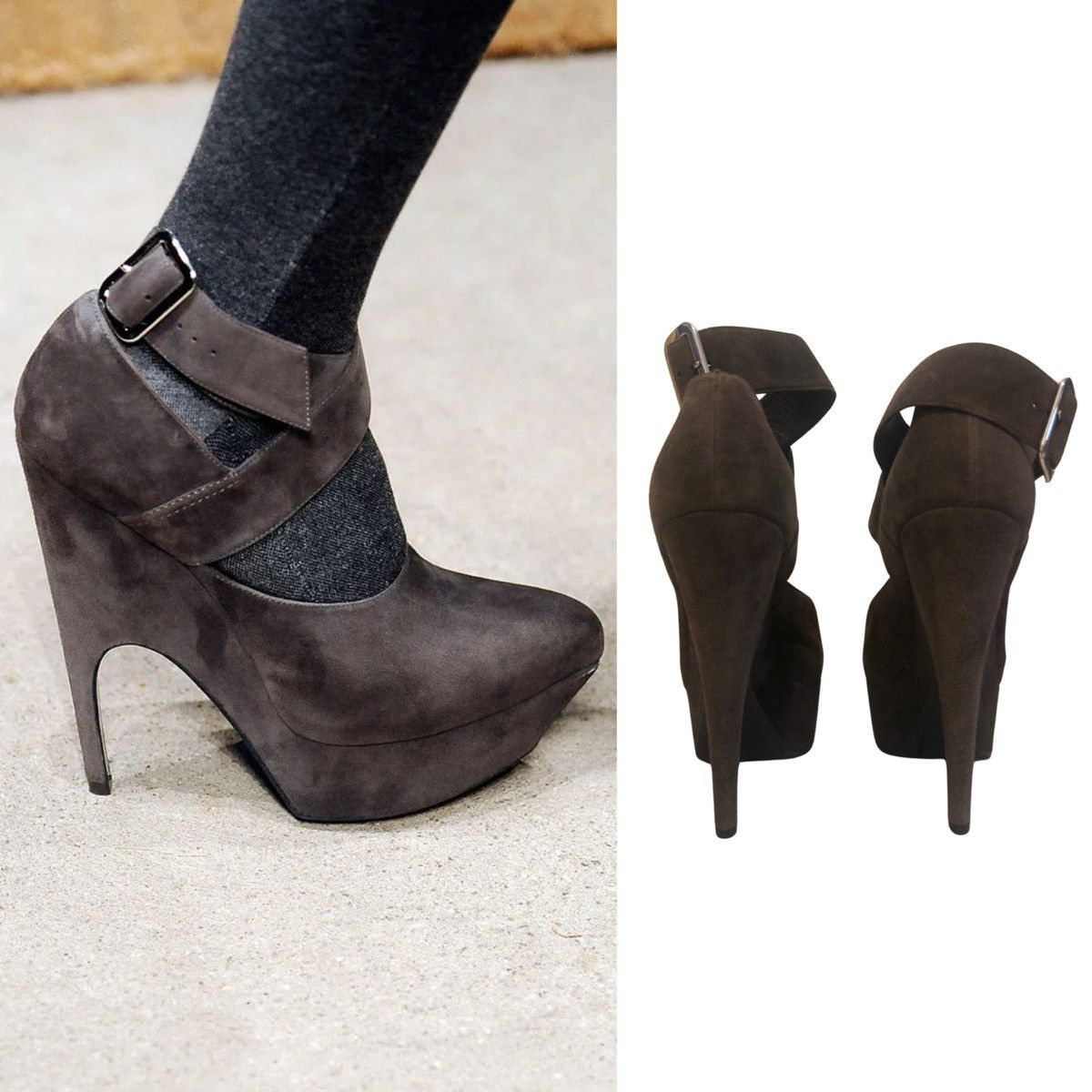 Yves Saint Laurent FW2009 Lady Gaga Imperiale suede platform wedge heels Size US 6 / IT 36 - 7 Thumbnail