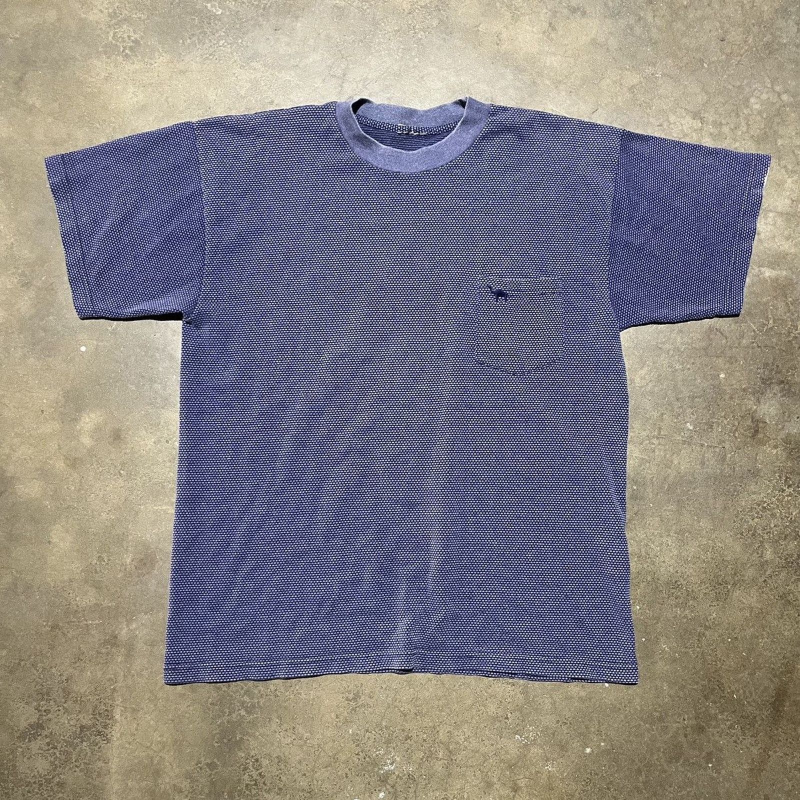 Camel × Vintage Vintage 90s Camel Navy Texture Pocket T-Shirt Size US L / EU 52-54 / 3 - 1 Thumbnail