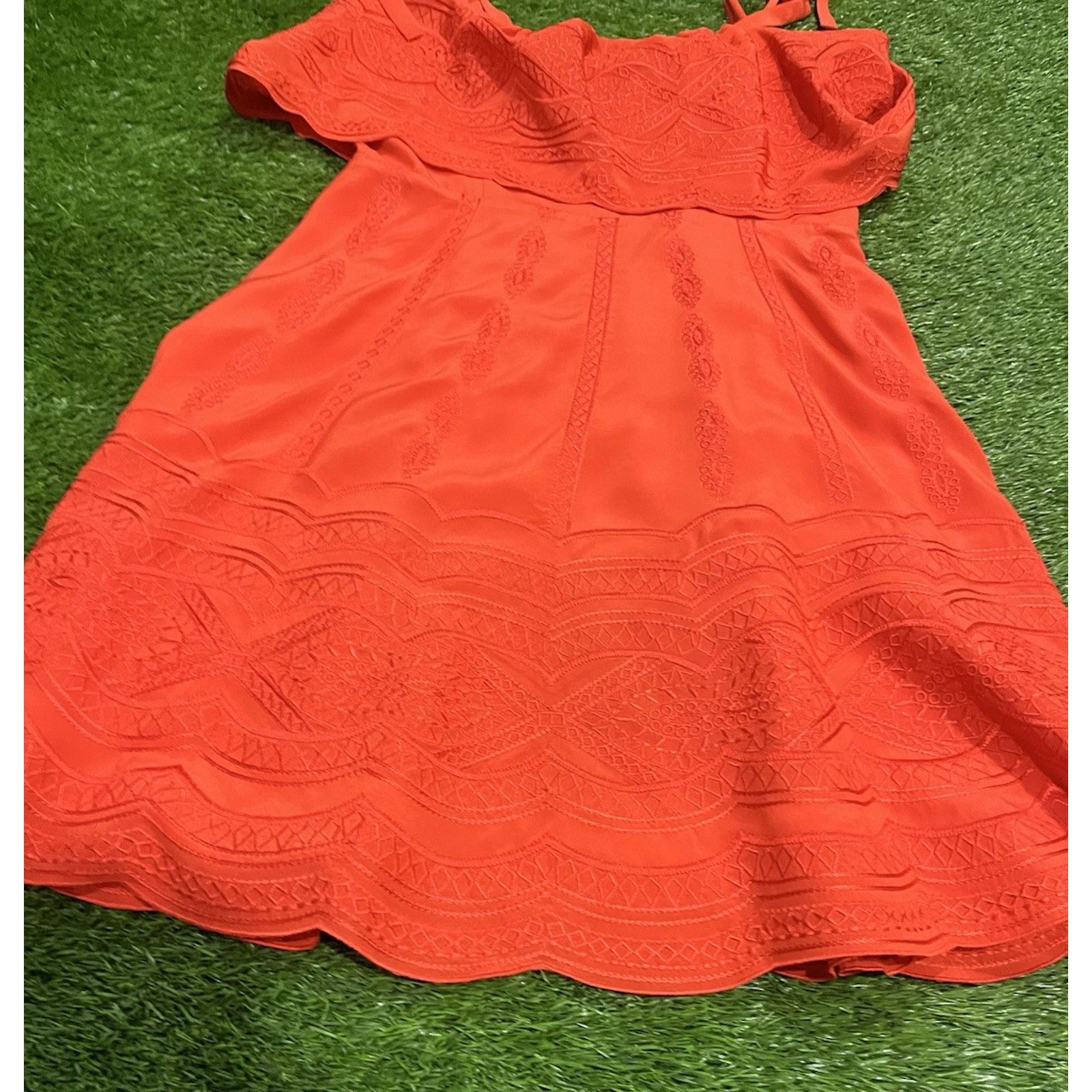 Parker PARKER Nia Orange Silk Embroidered Lace Dress Small $398 Size S / US 4 / IT 40 - 5 Thumbnail