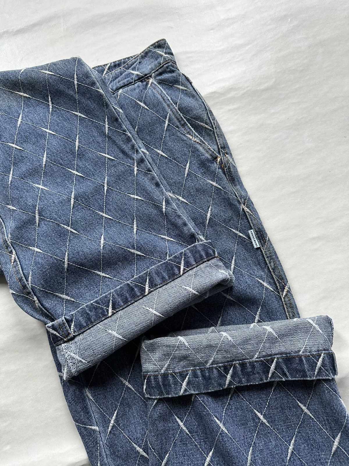 Designer × Uniform Bridge YESEYESEE Net Denim Pant Blue Size US 35 - 7 Thumbnail