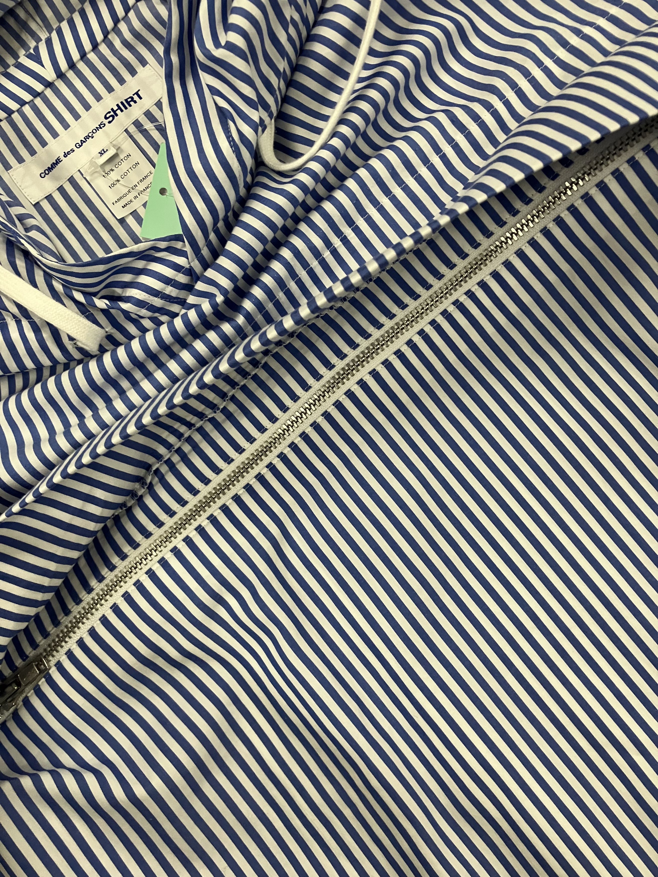 Comme des Garcons SHIRT FI-C002 CDG SHIRT Cotton Striped Anorak Parka Blue Size US XL / EU 56 / 4 - 4 Thumbnail