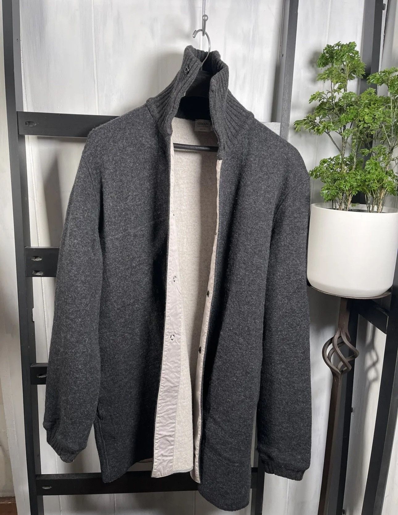 ARMANI COLLEZIONI Double Knit Wool Blend Long Jacket, $6590