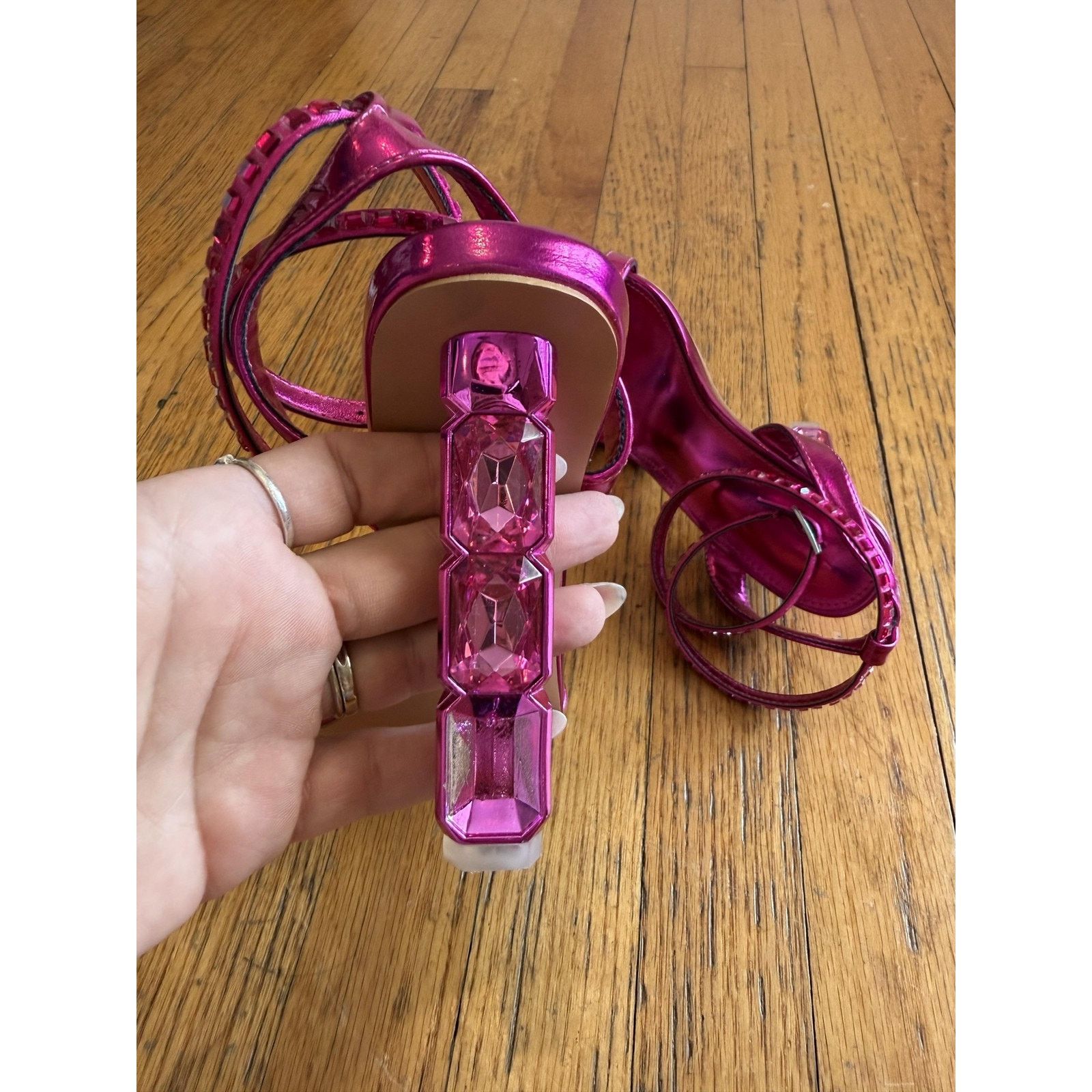 Other Pink Rhinestone Strappy Heel Sandals Shoes Womens Size 8 Size US 8 / IT 38 - 5 Thumbnail