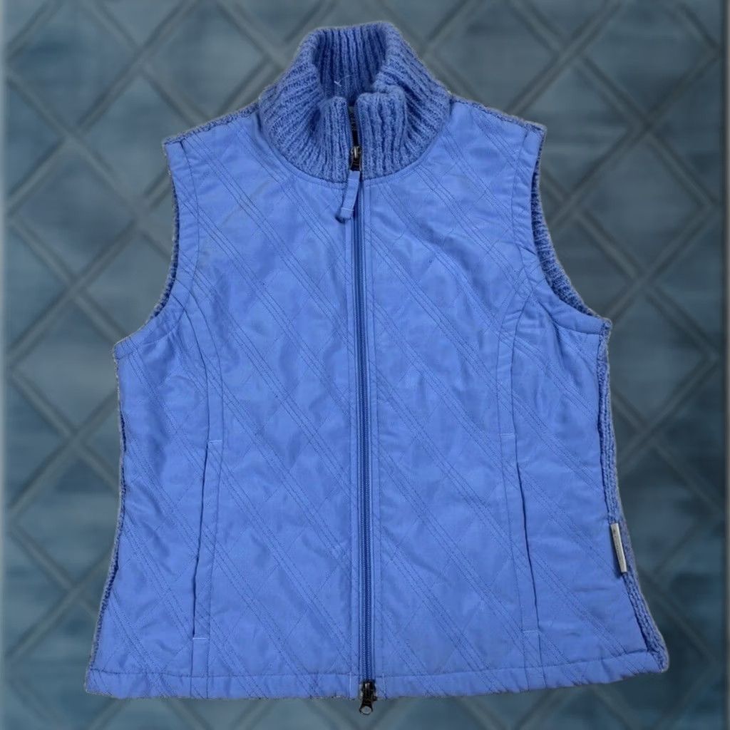 Vintage Columbia Women M Full Zip Quilted Knit Vest Sleeveless Wool Blend Size M / US 6-8 / IT 42-44 - 1 Thumbnail