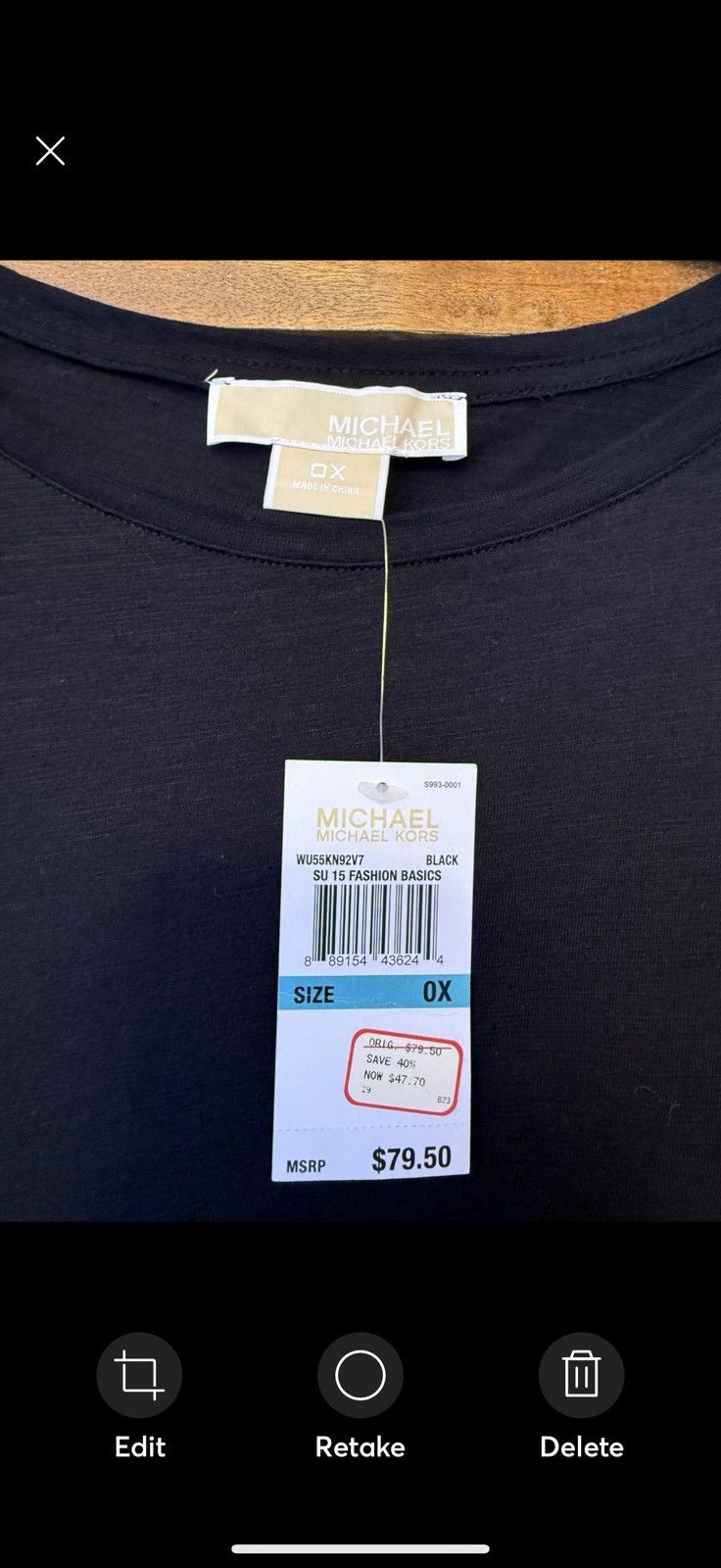 Michael Kors Michael Michael Kors Women Lot of 2 Black Tops New w Tags Size ONE SIZE - 18 Thumbnail