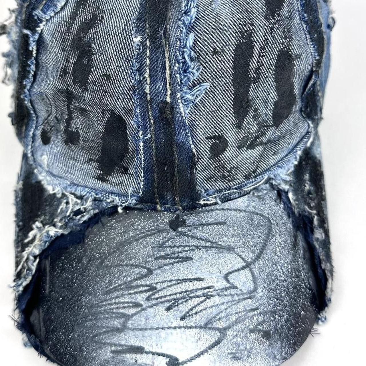 Other ASTROBOI* Shredded Blue Distressed Denim Hat Size ONE SIZE - 2 Thumbnail