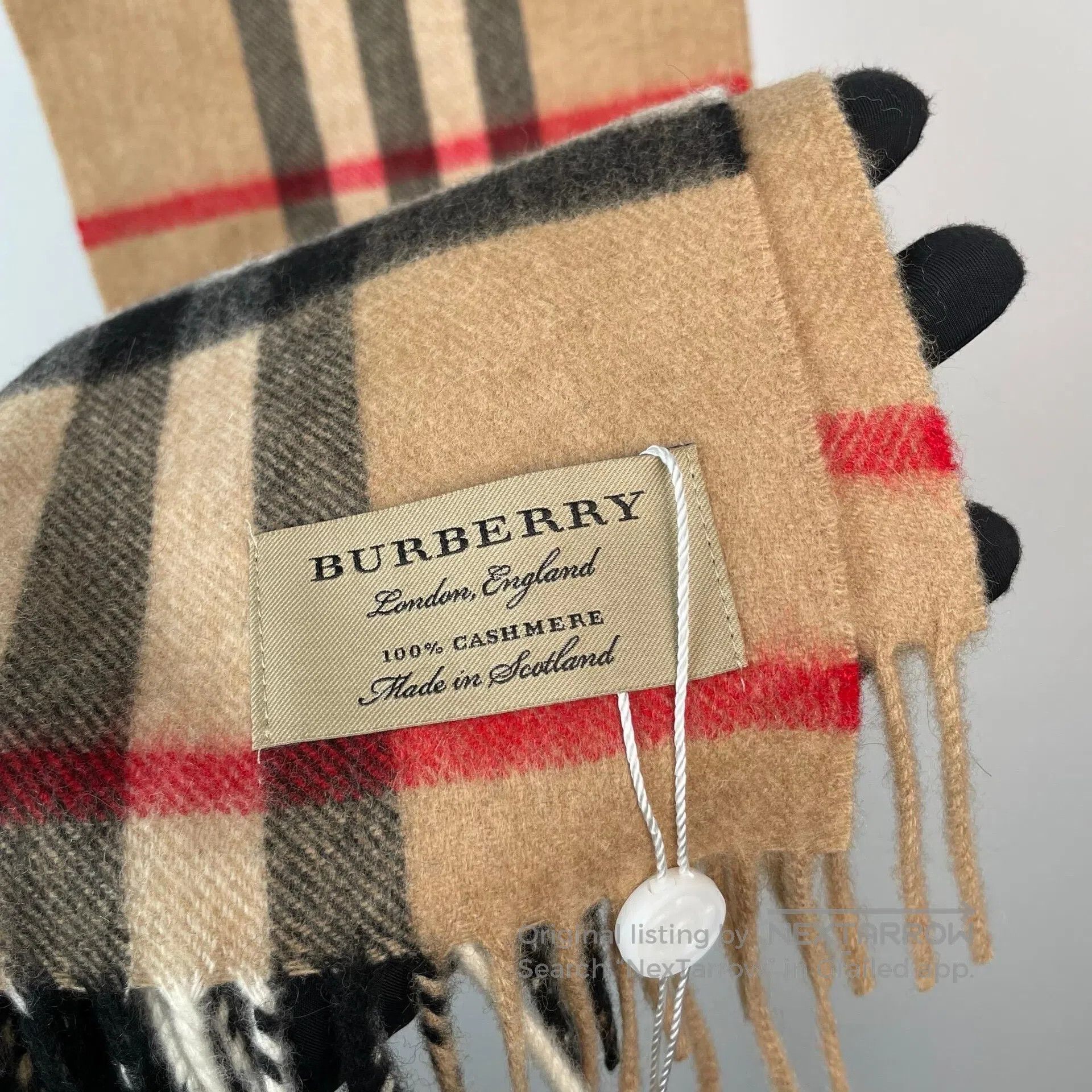 Burberry Burberry Brown Plaid Cashmere Fringe Scarf| Size ONE SIZE - 6 Thumbnail
