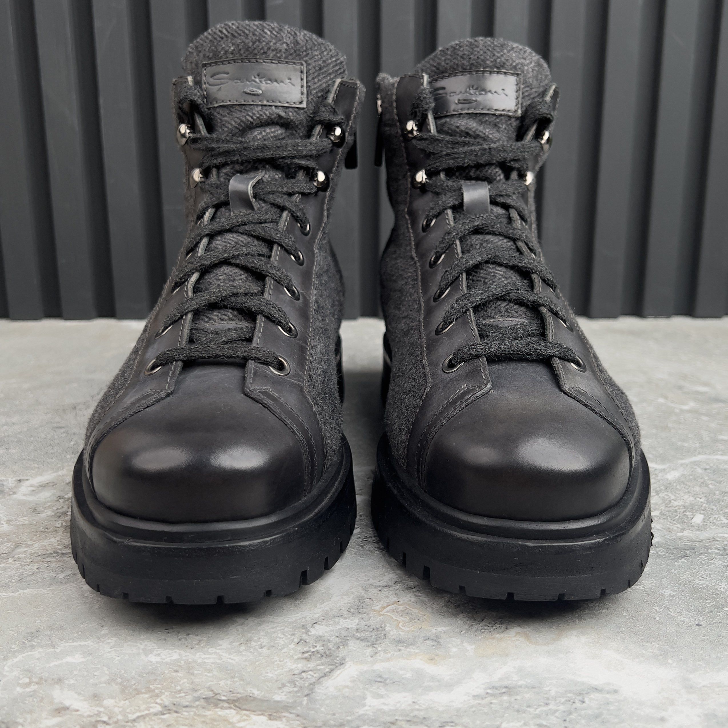 Santoni Anfibio Boots Wool Leather Lace-Up Hiking Boots Size US 8.5 / EU 41-42 - 4 Thumbnail
