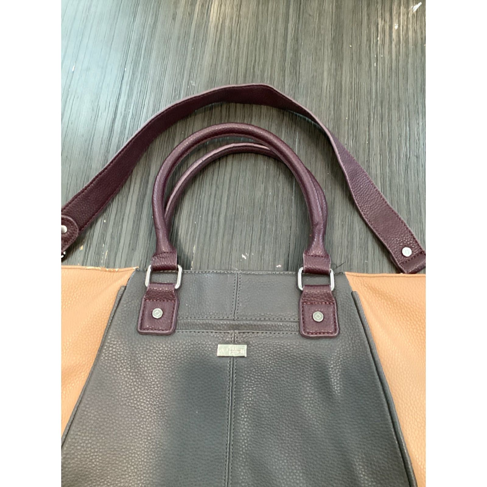 Vintage Jewell Faux Snakeskin Tote Purse Large 3 Tone Gray Brown Beige with Detachable Strap for Women Size ONE SIZE - 3 Thumbnail