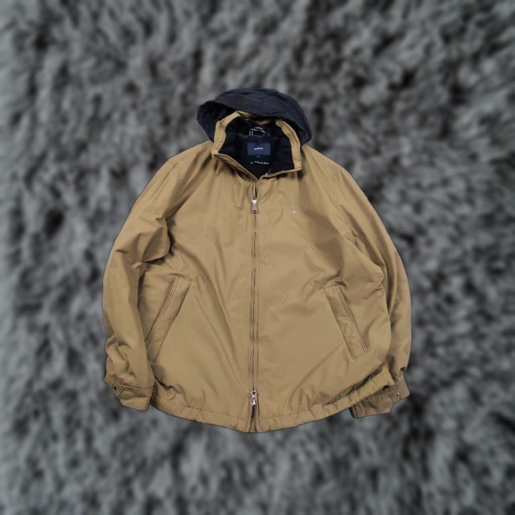 Gant Gant Jacket Main Selling Point Hooded Fleece-insulated Mid Length Dark Khaki Beige Nylon Zip Stand-Up Collar Men L Size Size US L / EU 52-54 / 3 - 1 Thumbnail