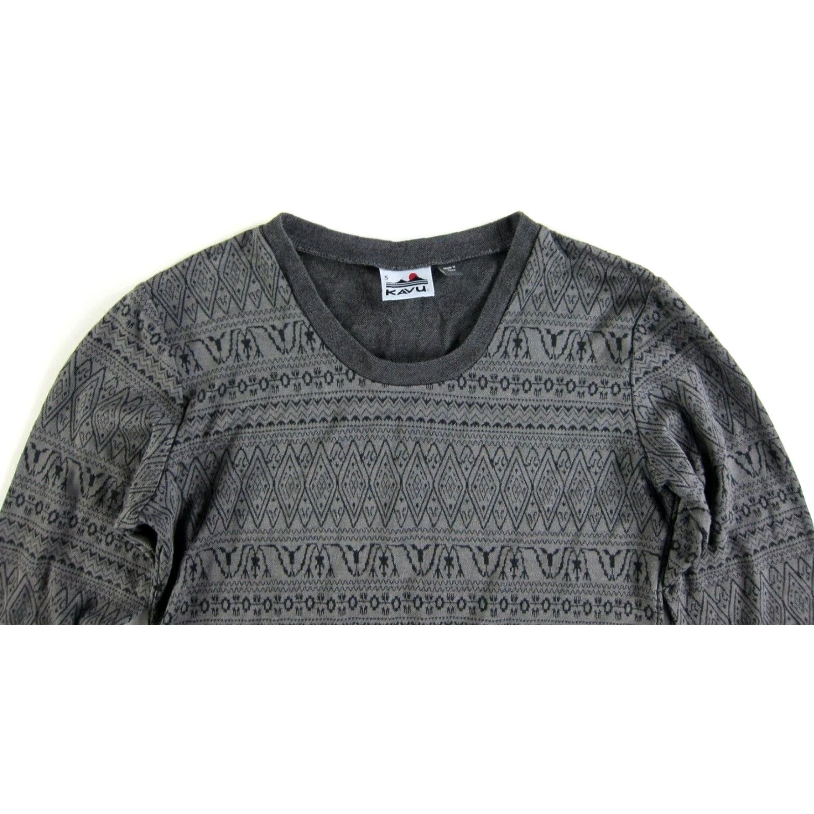 KAVU KAVU Dress Shift Jersey Black Grey Chevron Long Sleeve Tunic Small Size S / US 4 / IT 40 - 4 Thumbnail
