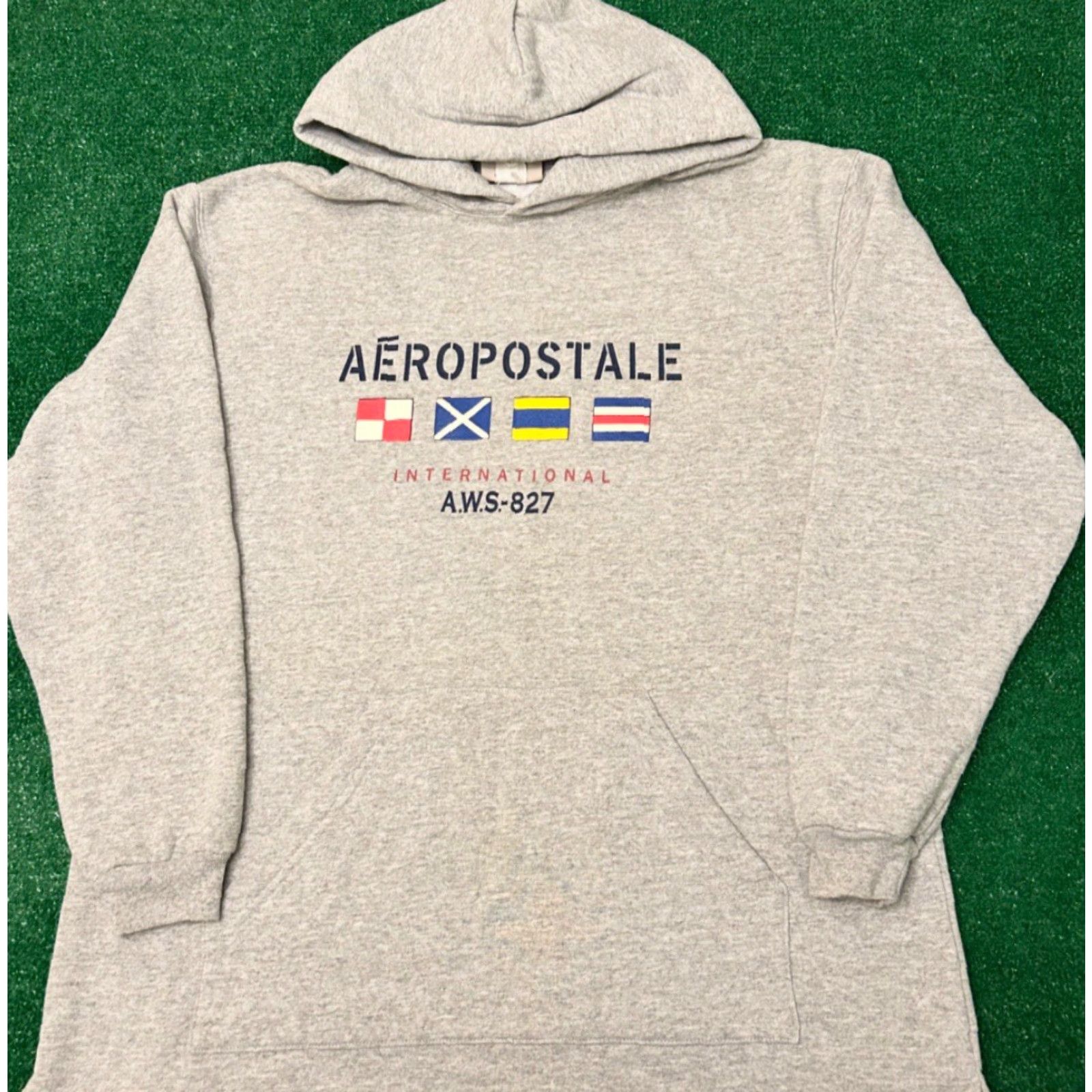 Aeropostale VINTAGE Aeropostale Nautical Flags Logo Hoodie Jacket Mens M Gray USA 2000s Size US M / EU 48-50 / 2 - 4 Thumbnail