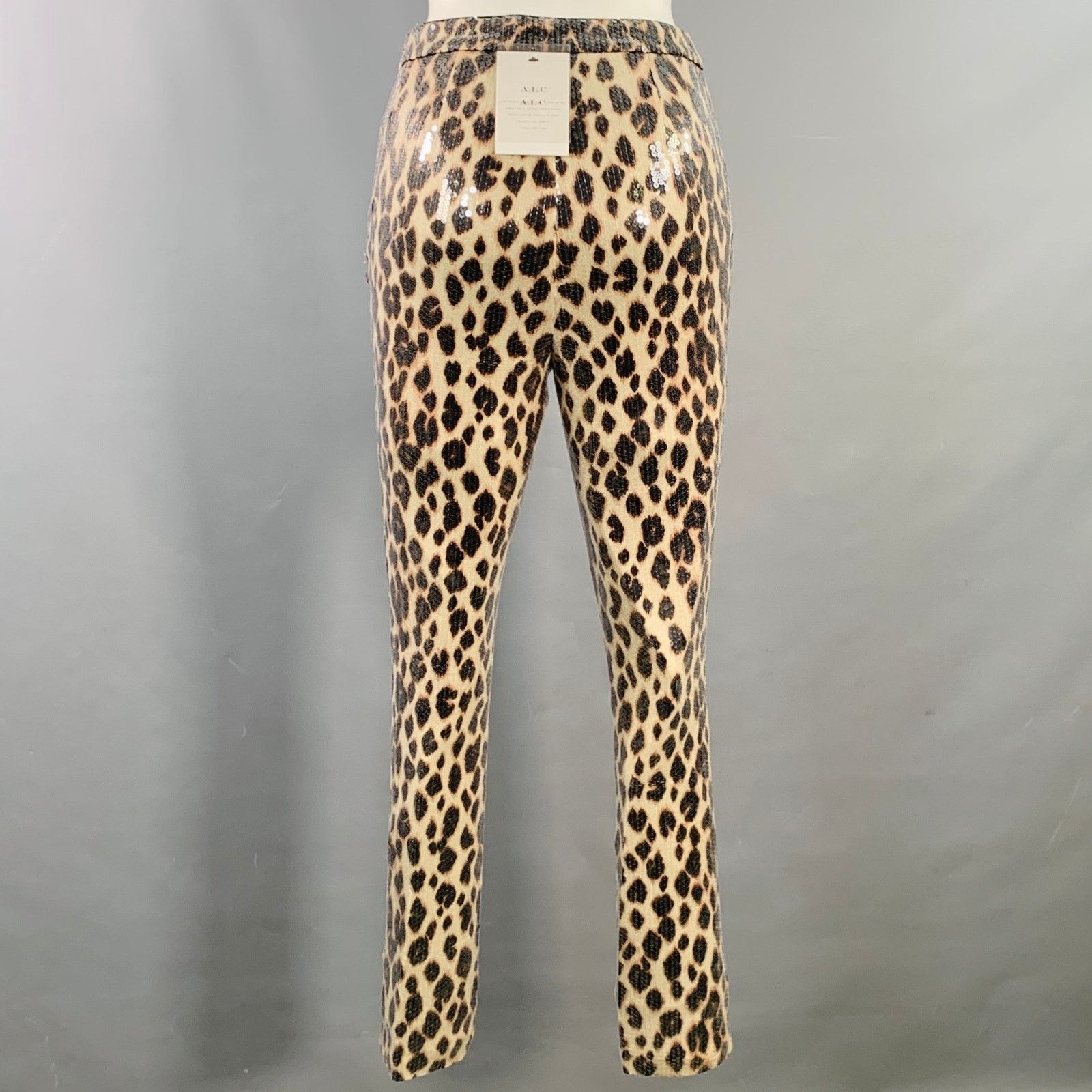 A.L.C. Size 2 Beige Brown Polyester Blend Sequined Leopard Leggings Size 26" / US 2 / IT 38 - 3 Thumbnail