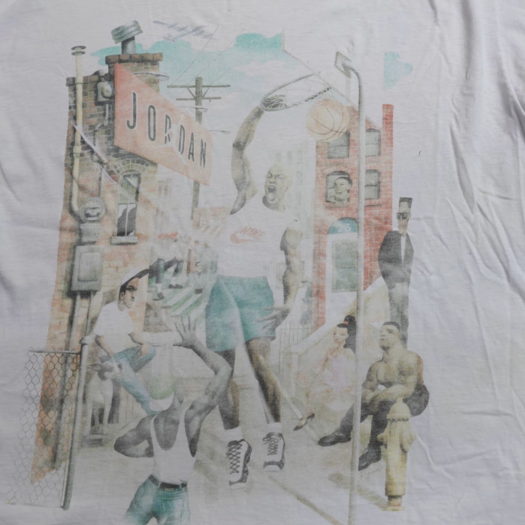 Vintage VINTAGE Jordan Shirt XL White Mark Ryden Hoop Heroes 90s Mens Graphic Print T-Shirt Size US XL / EU 56 / 4 - 2 Thumbnail