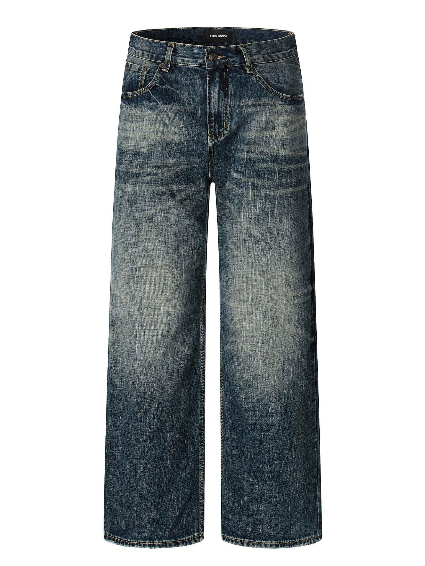 Vintage Men's vintage washed distressed straight dark blue jeans Size US 32 / EU 48 - 2 Thumbnail