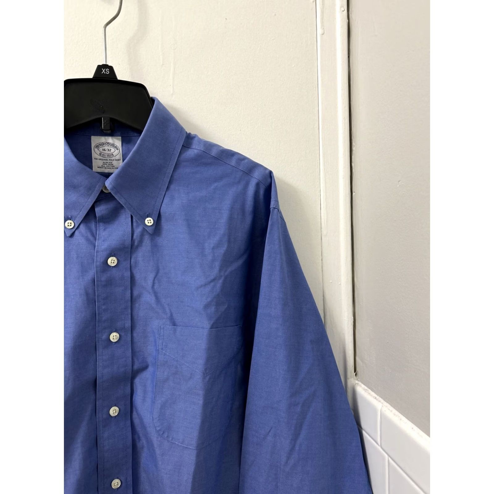 Brooks Brothers Brooks Brothers Original Polo Shirt Dress Shirt Mens 16 Blue Oxford Slim Fit Non Iron L/S Size US L / EU 52-54 / 3 - 4 Thumbnail