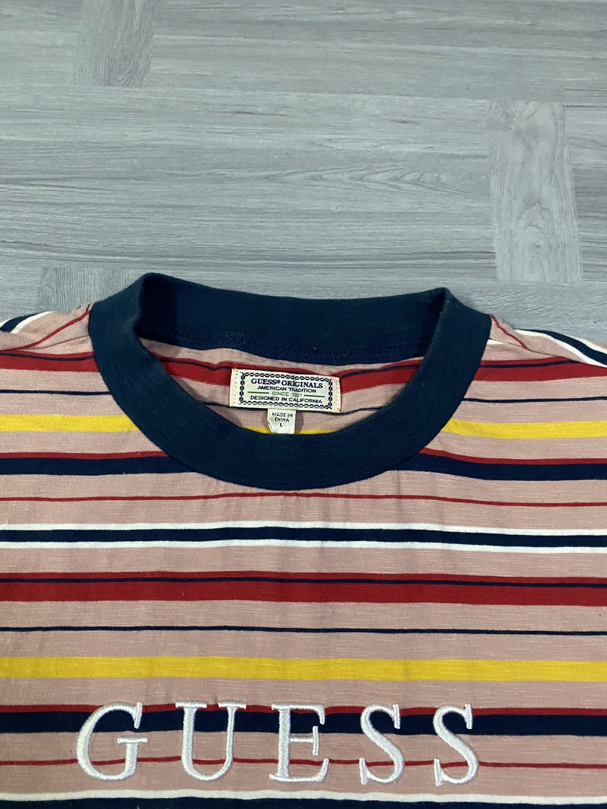 Guess Vintage Guess Los Angeles Striped Knit T-shirt Size US L / EU 52-54 / 3 - 7 Thumbnail