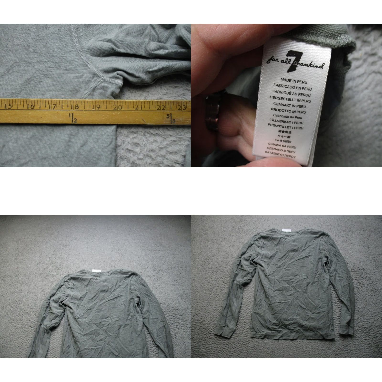 7 For All Mankind 7 For All Mankind Shirt Mens Large Gray Green Long Sleeve Henley Casual Soft Size US M / EU 48-50 / 2 - 8 Thumbnail