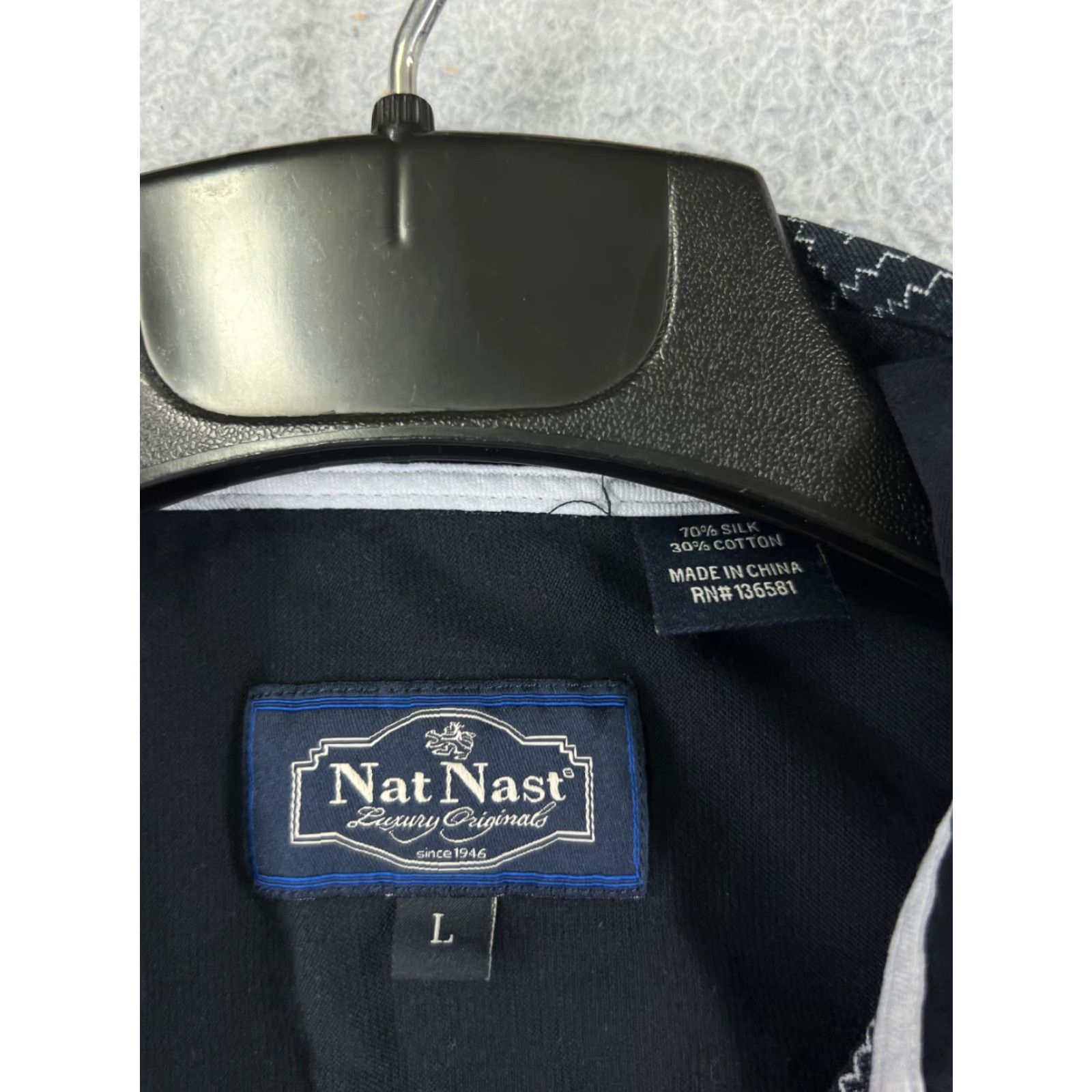Nat Nast VINTAGE Nat Nast Shirt Adult Large Blue Basketweave 90's Look Silk Button Up Camp Pocket Size US L / EU 52-54 / 3 - 7 Thumbnail