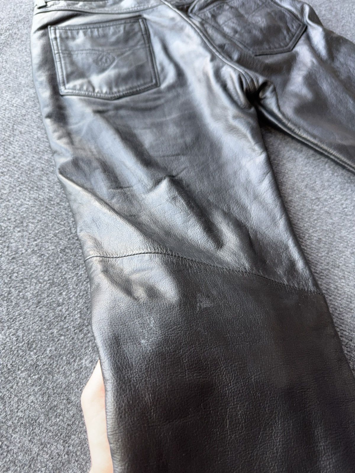 Genuine Leather Leather Biker MOTO Rock Punk Opium Chrome Style Pants Black Size US 29 - 17 Thumbnail