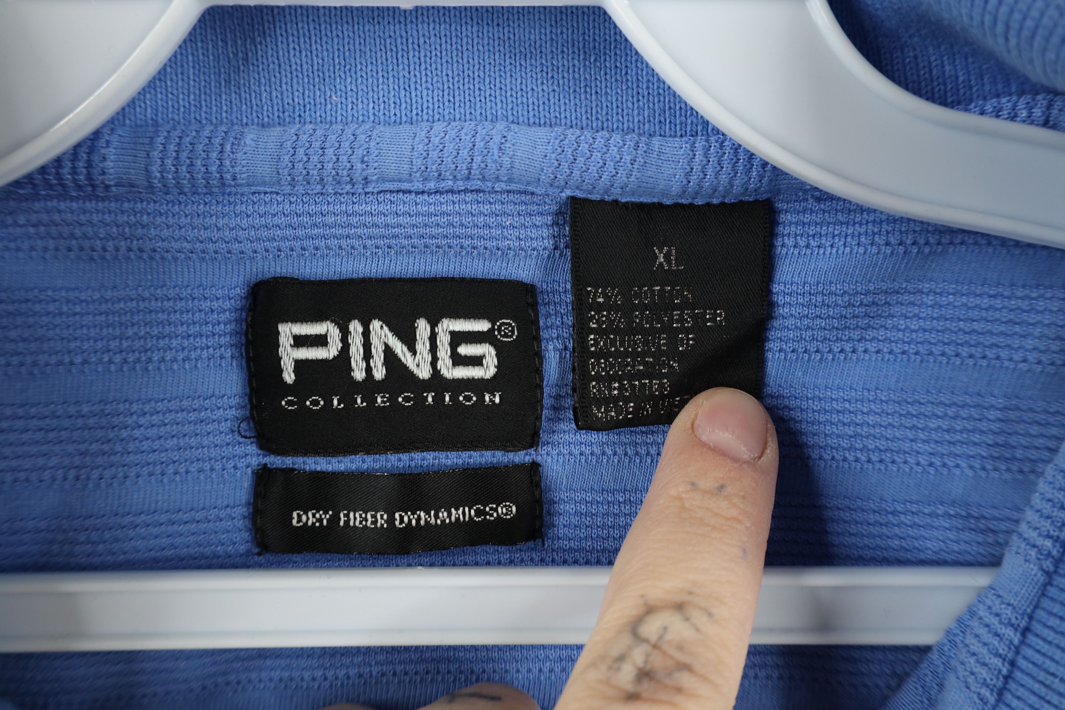 PING × Vintage Vintage 90s Ping Golf Ribbed Knit Collared Polo Shirt Blue Size US XXL / EU 58 / 5 - 9 Thumbnail