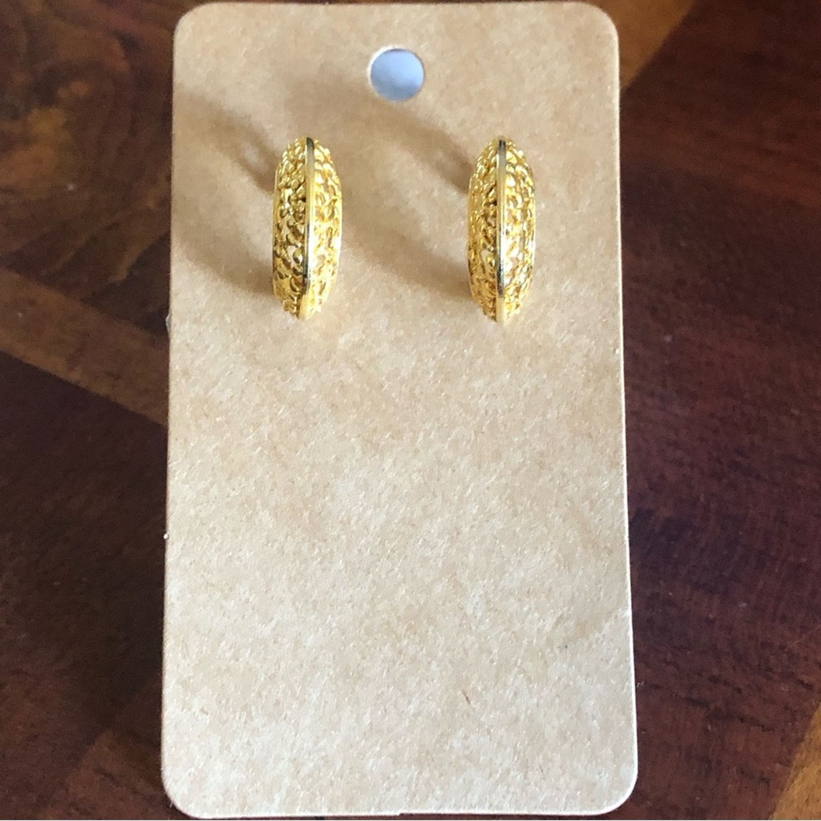 Vintage Vintage 80s shiny gold plated open filigree hoop earring Size ONE SIZE - 6 Thumbnail