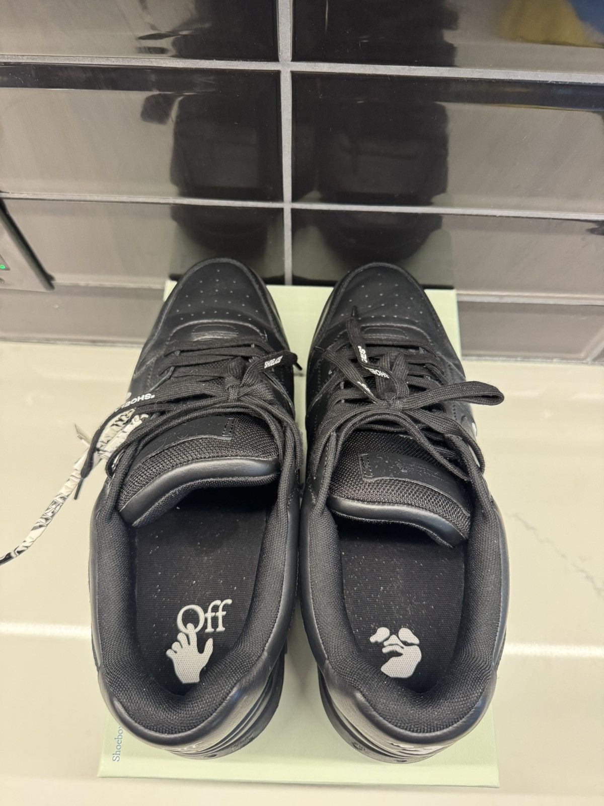 Off-White Off-White “Out of Office For Walking Black Leather Sneakers Size US 13 / EU 46 - 7 Thumbnail