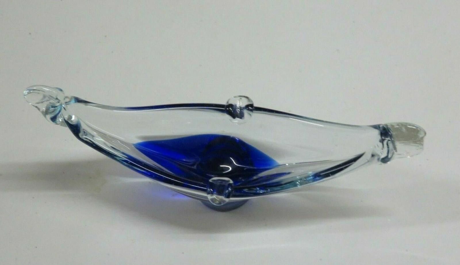 Murano Murano Glass Blue And Clear Basket 4" Size ONE SIZE - 4 Thumbnail