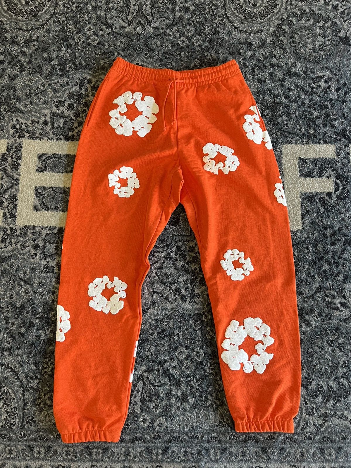 image of Denim Tears Cotton Wreath Sweatpants Orange New M, Men's (Size 30)