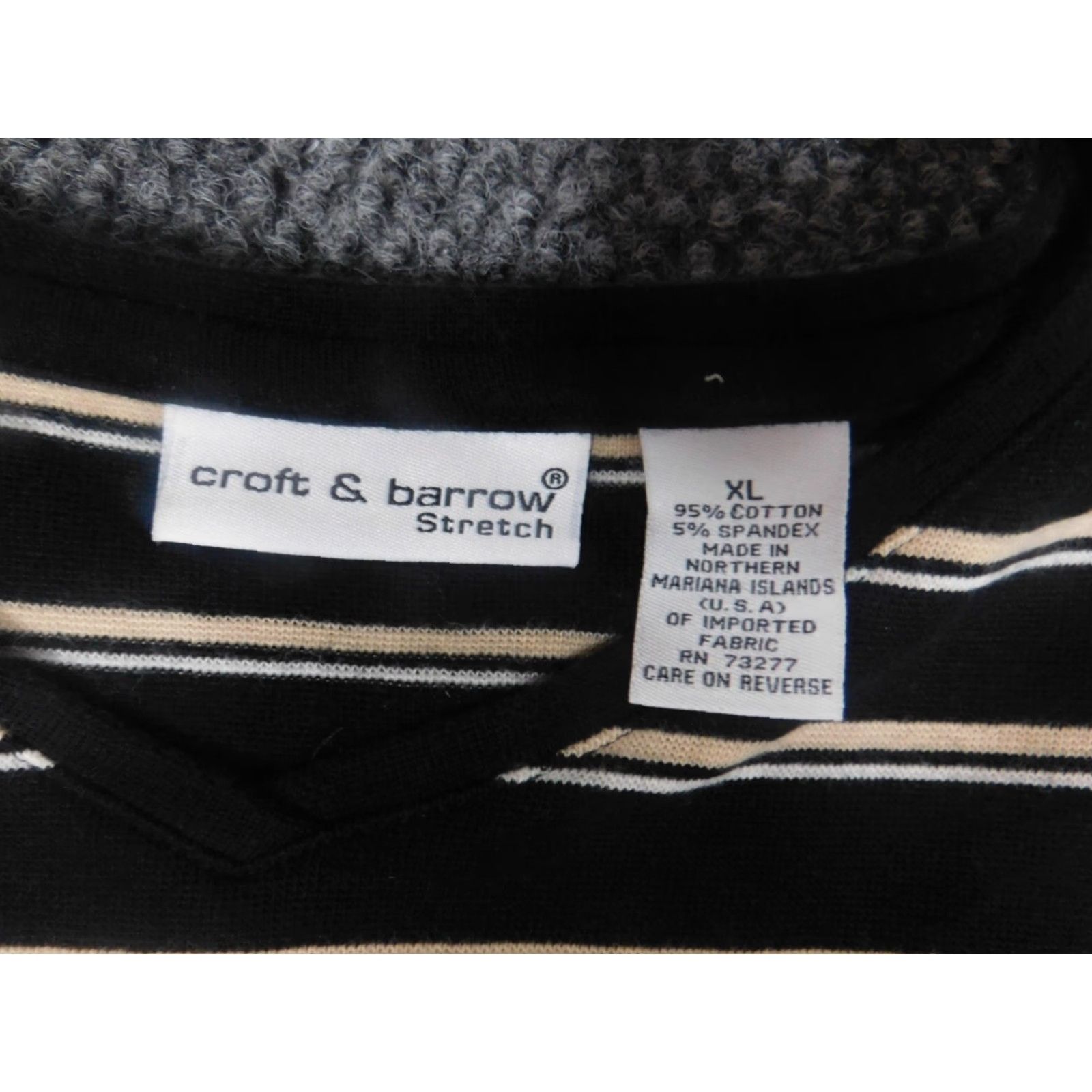 Croft & Barrow Croft & Barrow Shirt Womens XL Black Stretch Pullover Striped Short Sleeve V-Neck Casual T-Shirt Size XL / US 12-14 / IT 48-50 - 4 Thumbnail